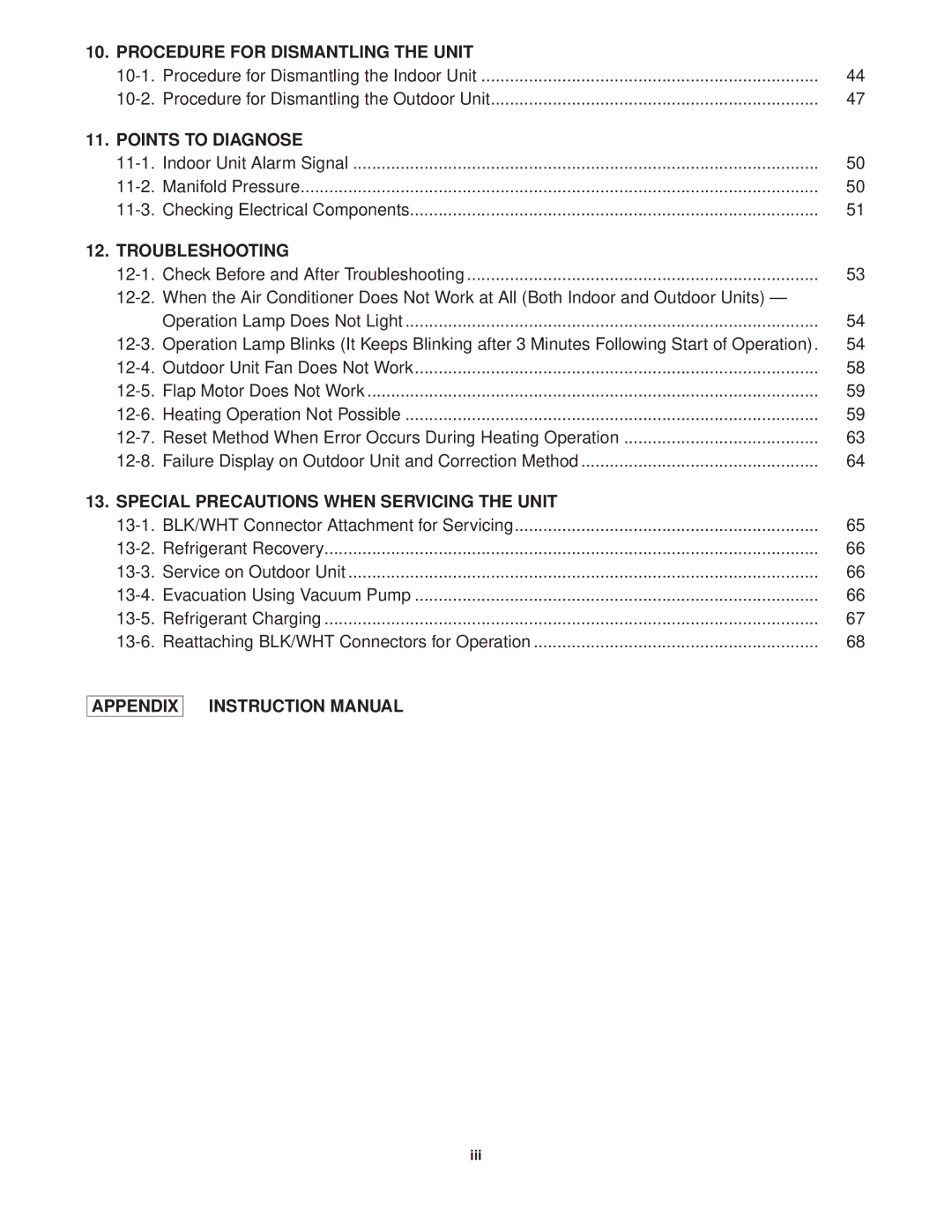 Sanyo CG1411, KGS1411 service manual Troubleshooting, Iii 