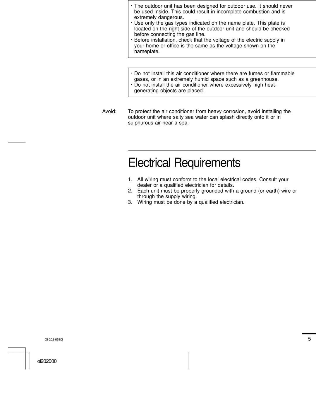 Sanyo KGS1411, CG1411 service manual Installation Location, Electrical Requirements 