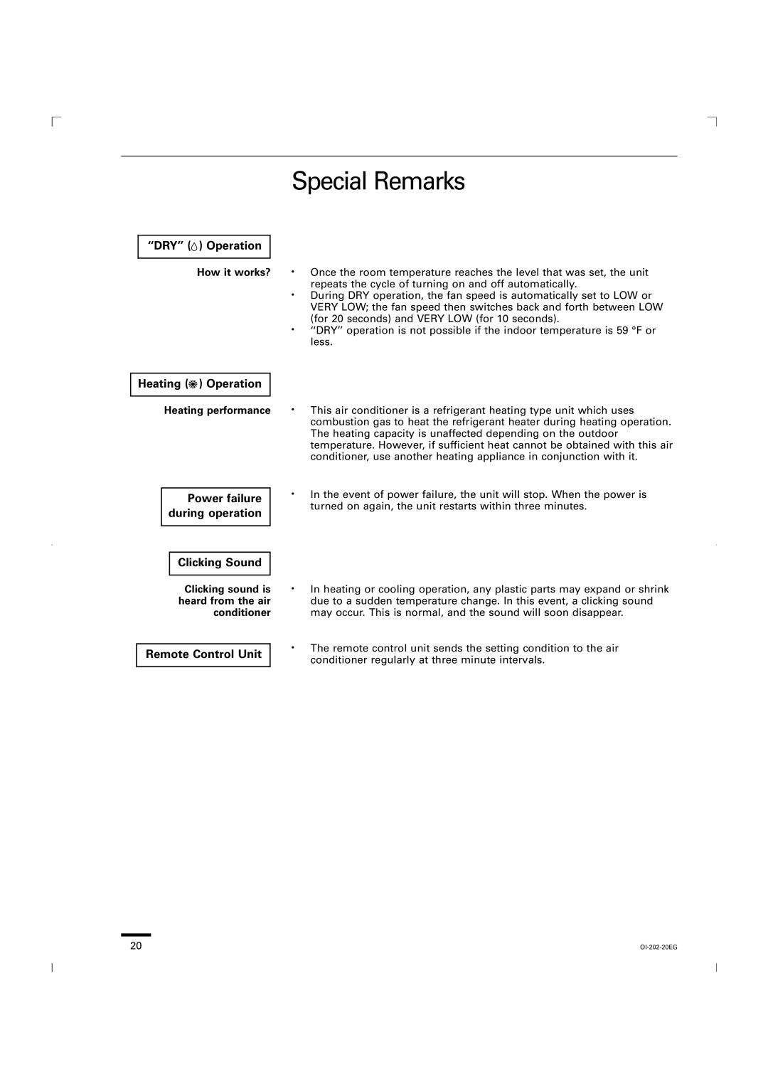 Sanyo CG1411 Special Remarks, How it works?, Heating performance, Clicking sound is heard from the air conditioner 