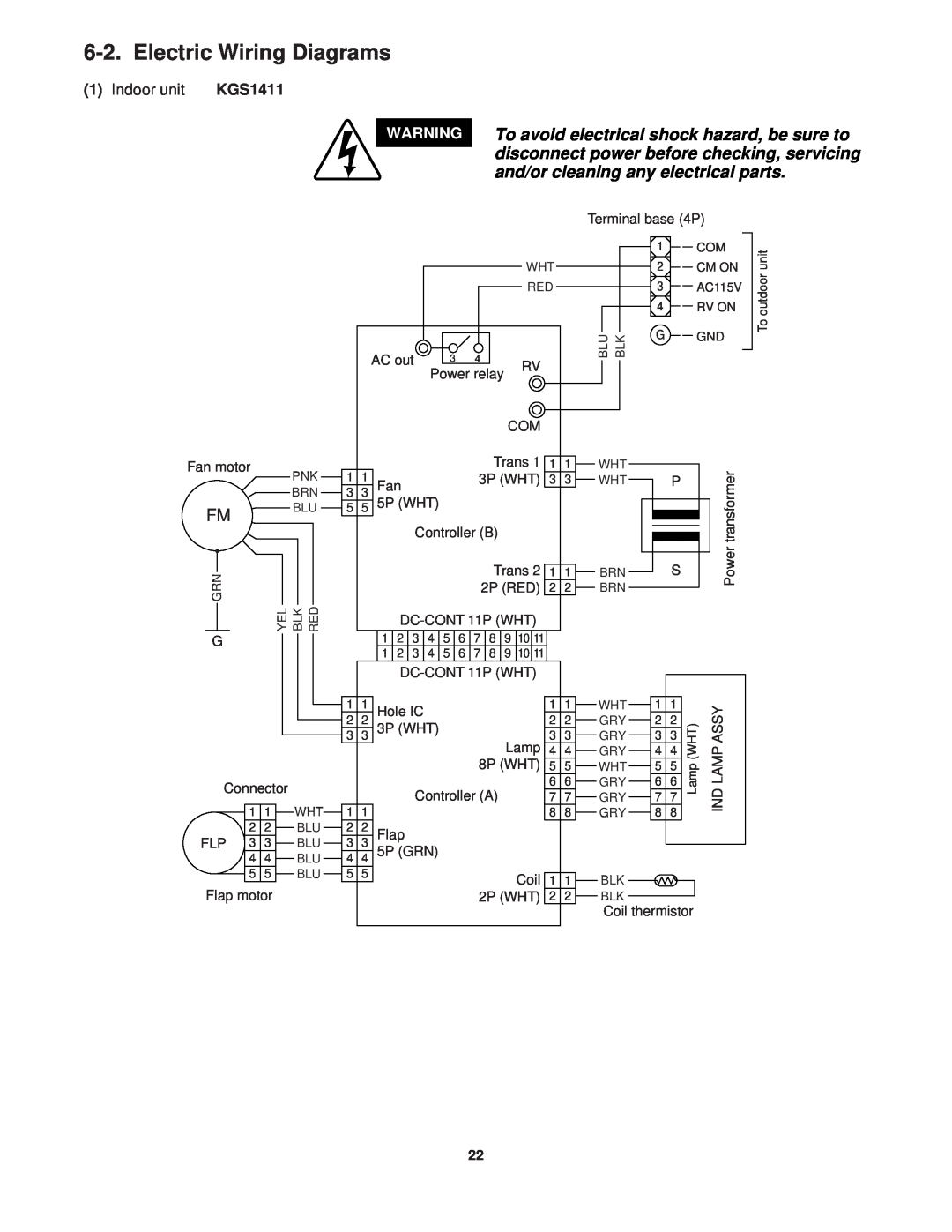 Sanyo CG1411, KGS1411 service manual Electric Wiring Diagrams 
