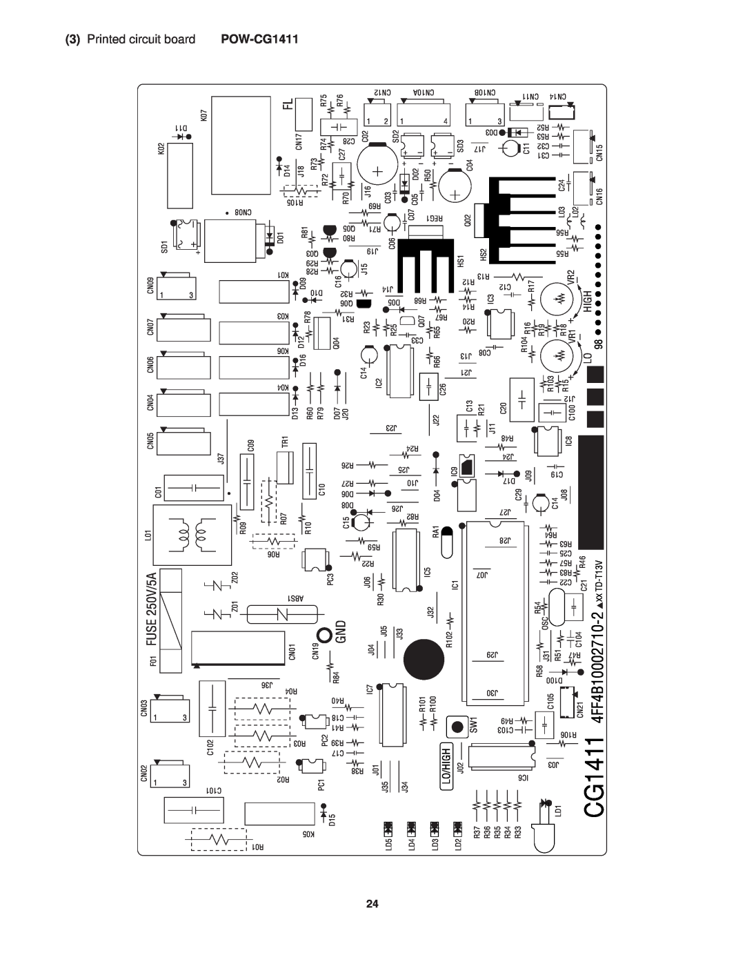 Sanyo KGS1411 service manual Printed circuit board, POW-CG1411 