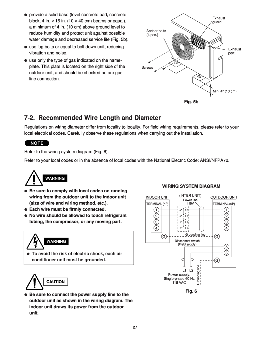 Sanyo KGS1411, CG1411 service manual Recommended Wire Length and Diameter 