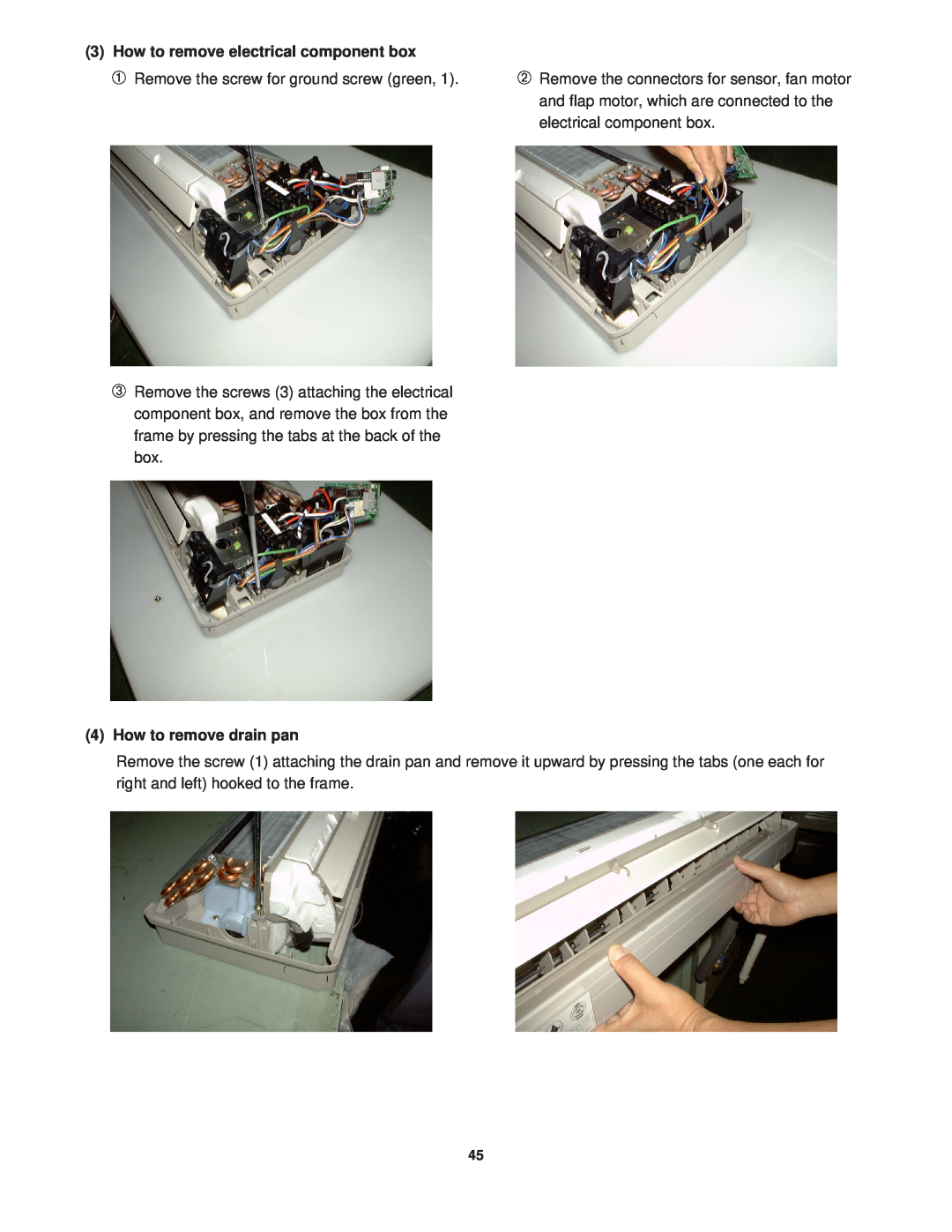Sanyo KGS1411, CG1411 service manual 3How to remove electrical component box, How to remove drain pan 