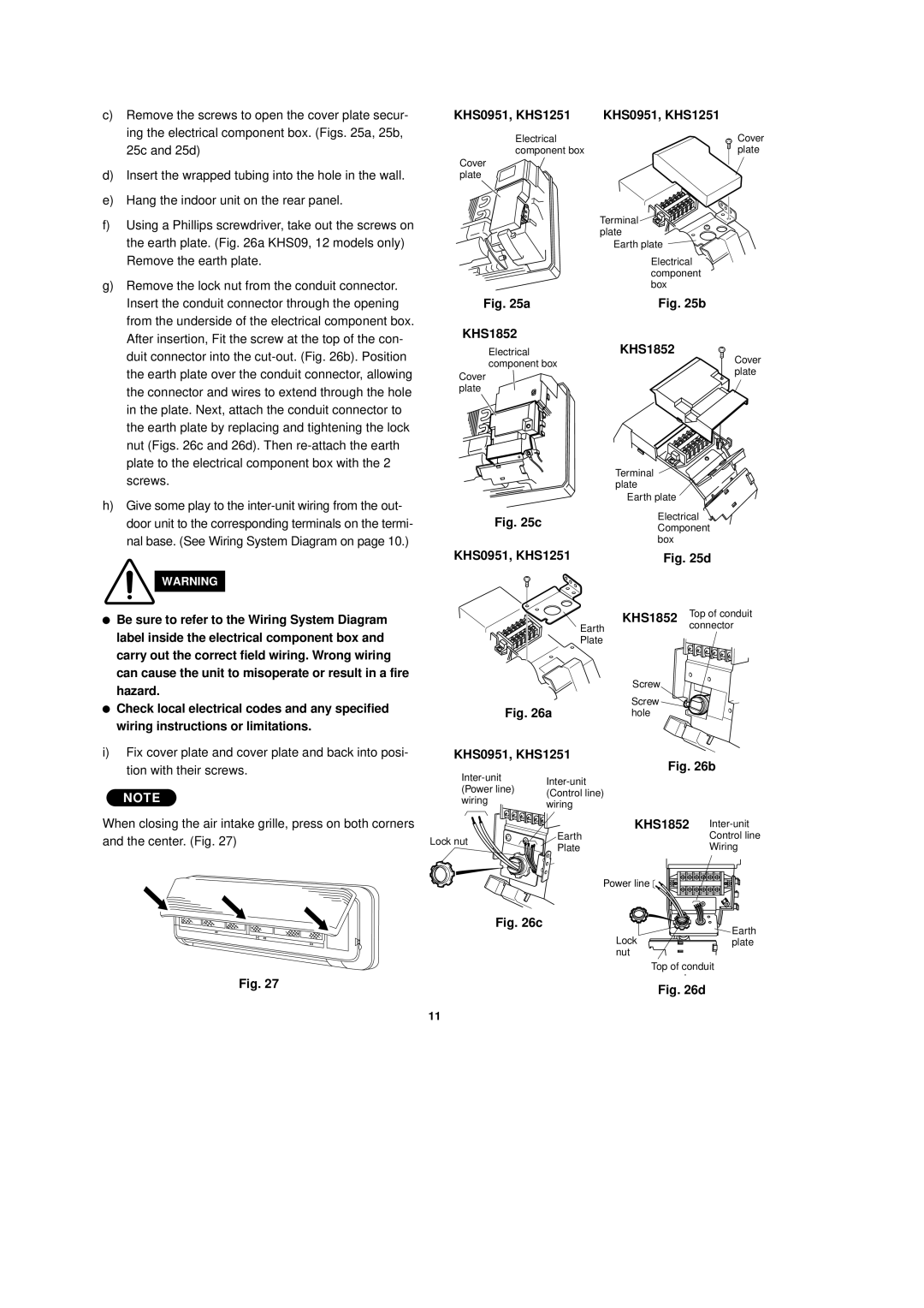 Sanyo CH0951, CH1251 installation instructions KHS0951, KHS1251 KHS1852 