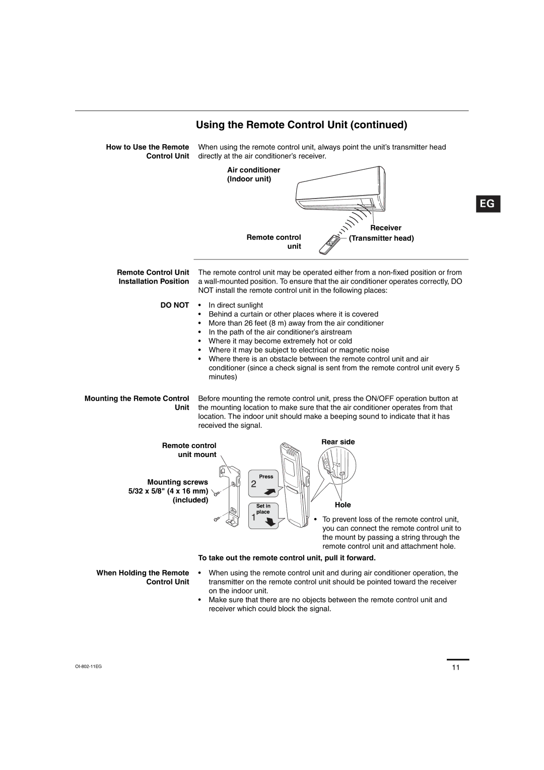 Sanyo CH1271, CH0971 service manual Using the Remote Control Unit 