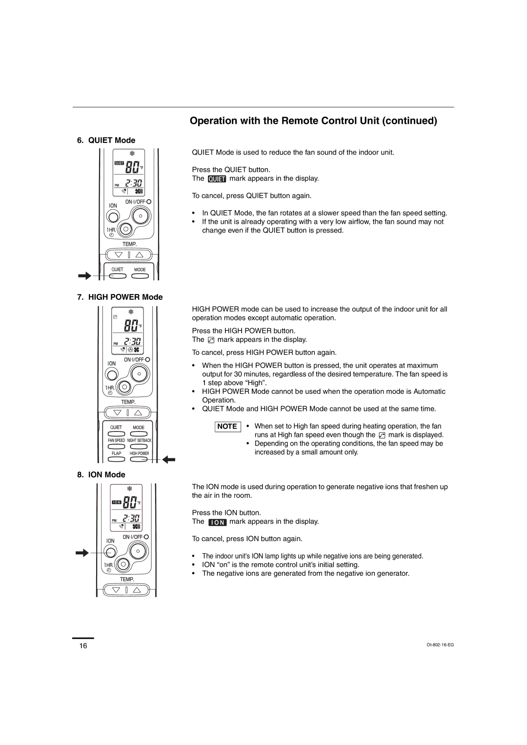 Sanyo CH0971, CH1271 service manual Quiet Mode 