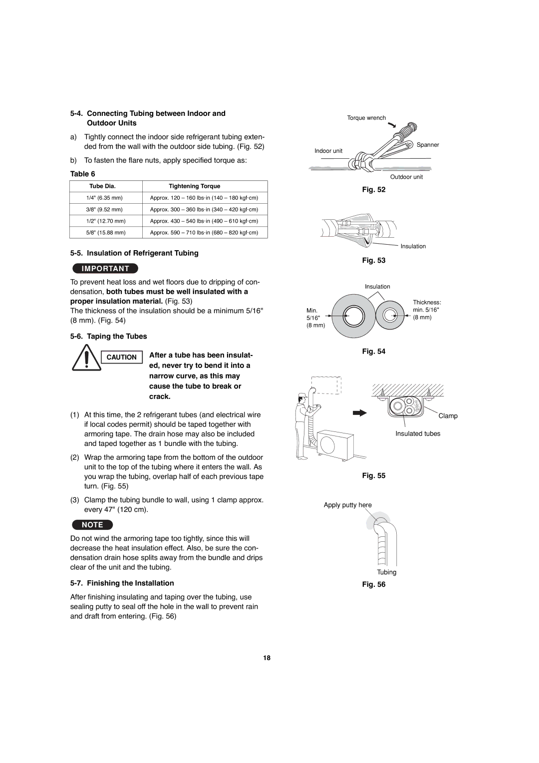 Sanyo CH0971, CH1271 service manual Connecting Tubing between Indoor and Outdoor Units, Insulation of Refrigerant Tubing 