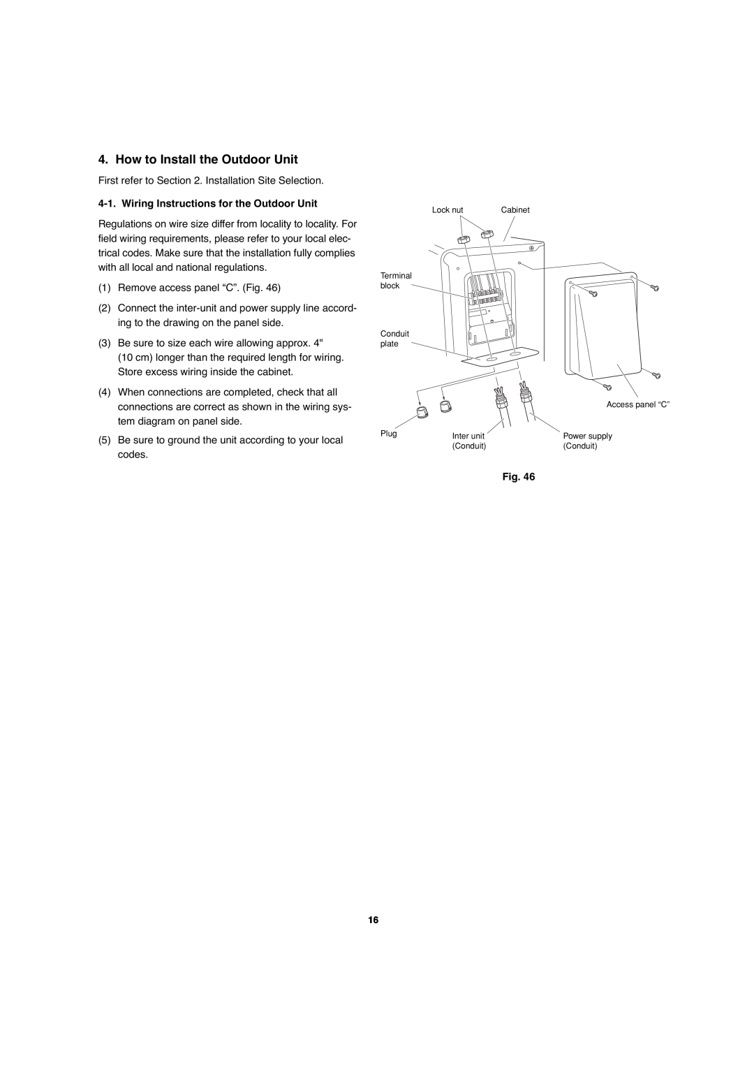 Sanyo CH0971, CH1271 service manual How to Install the Outdoor Unit, Wiring Instructions for the Outdoor Unit 