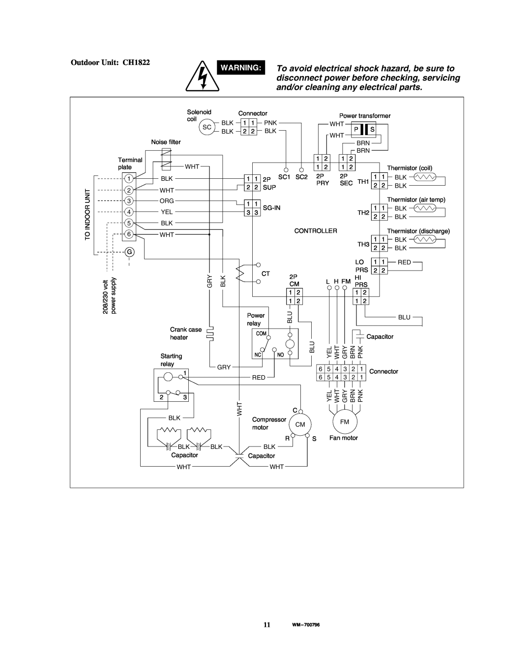 Sanyo KHS1822 service manual Outdoor Unit CH1822, Solenoid 