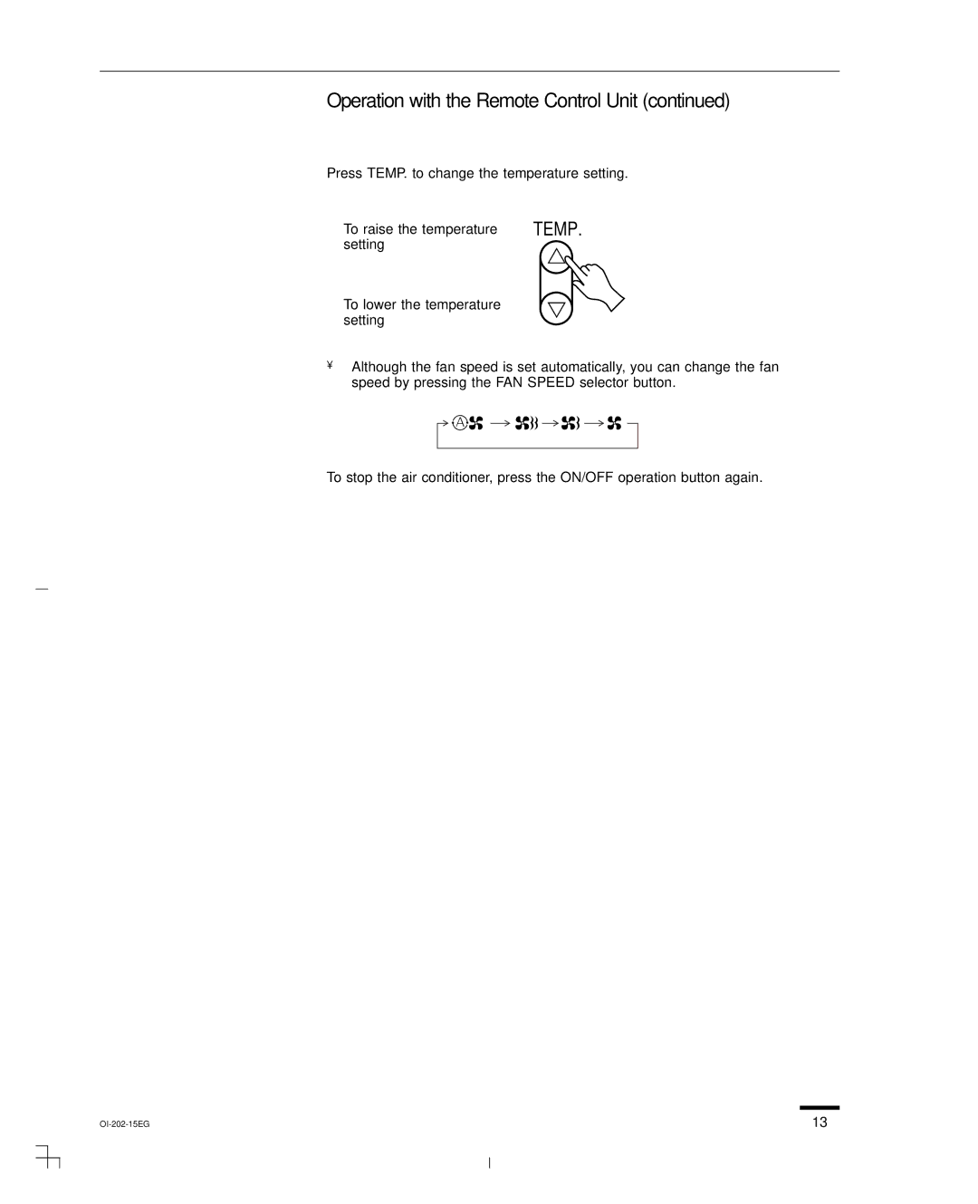 Sanyo CH1852, CH0952, KHS1852-S service manual Operation with the Remote Control Unit 