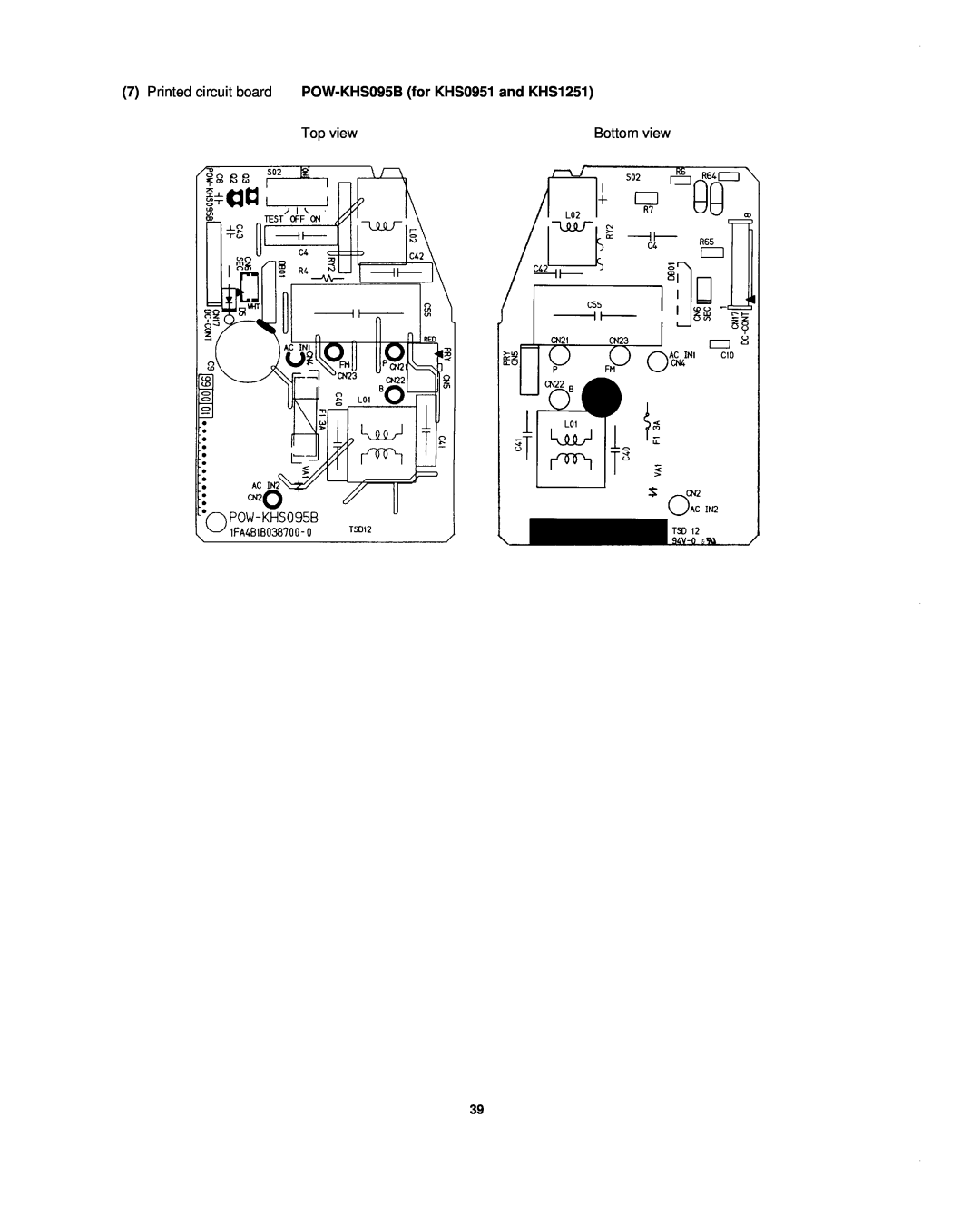 Sanyo CH0952, CH1852, KHS1852-S service manual Top view, Bottom view 