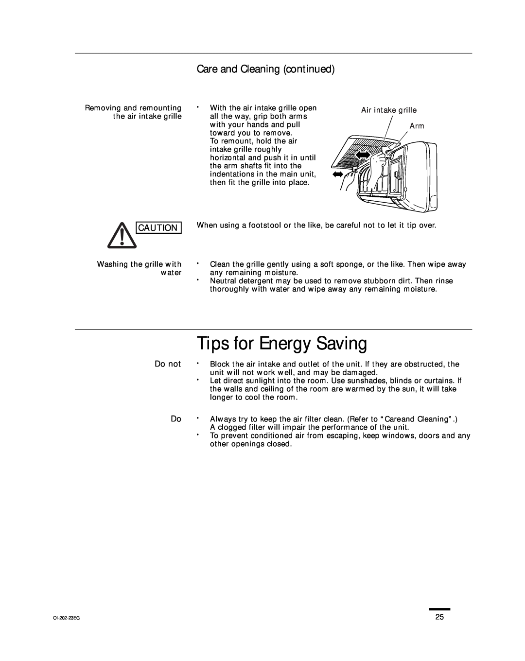 Sanyo CH1852, CH0952, KHS1852-S service manual Tips for Energy Saving, Care and Cleaning continued, Do not 