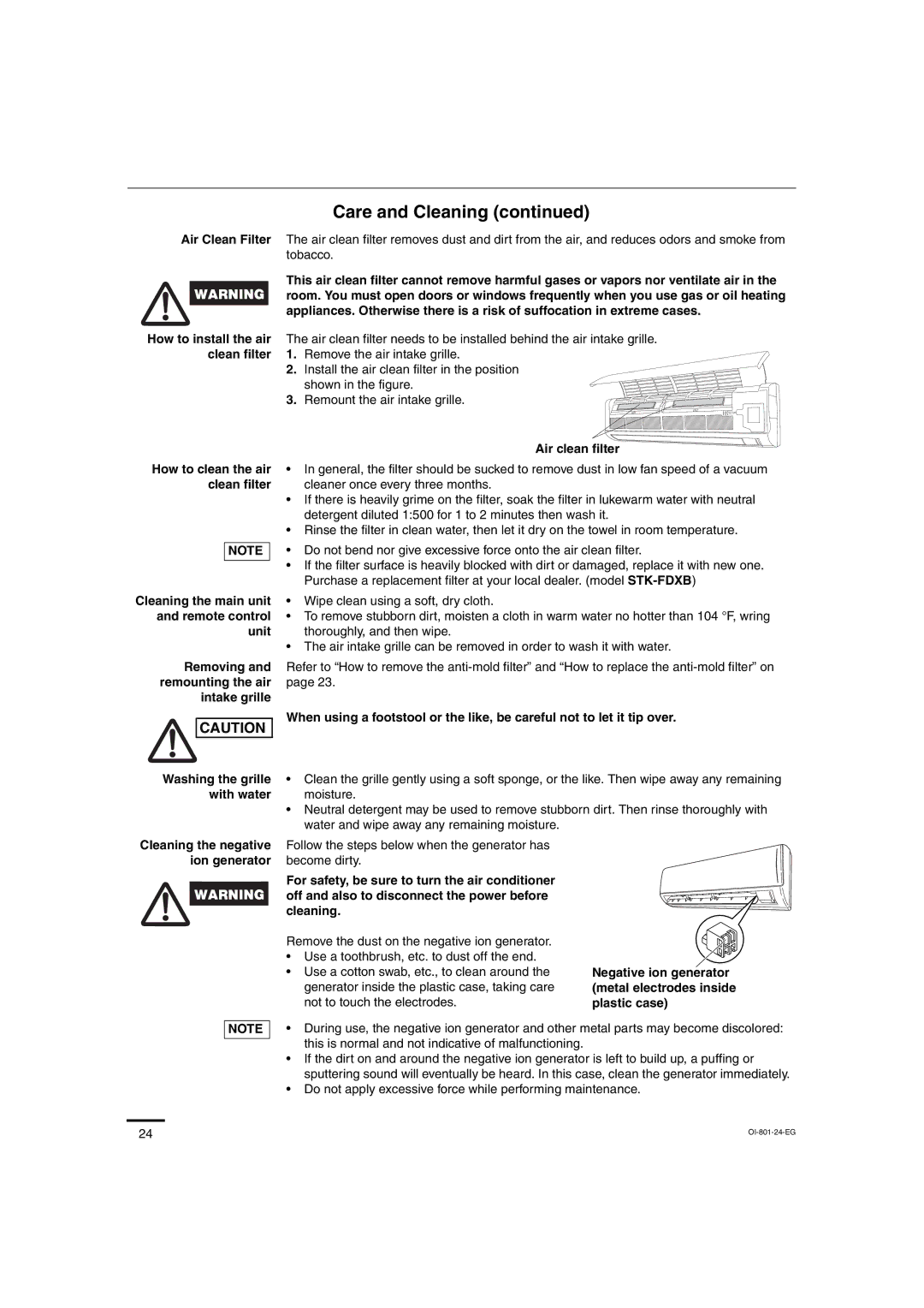 Sanyo CH2472, CH1872 service manual Follow the steps below when the generator has become dirty 