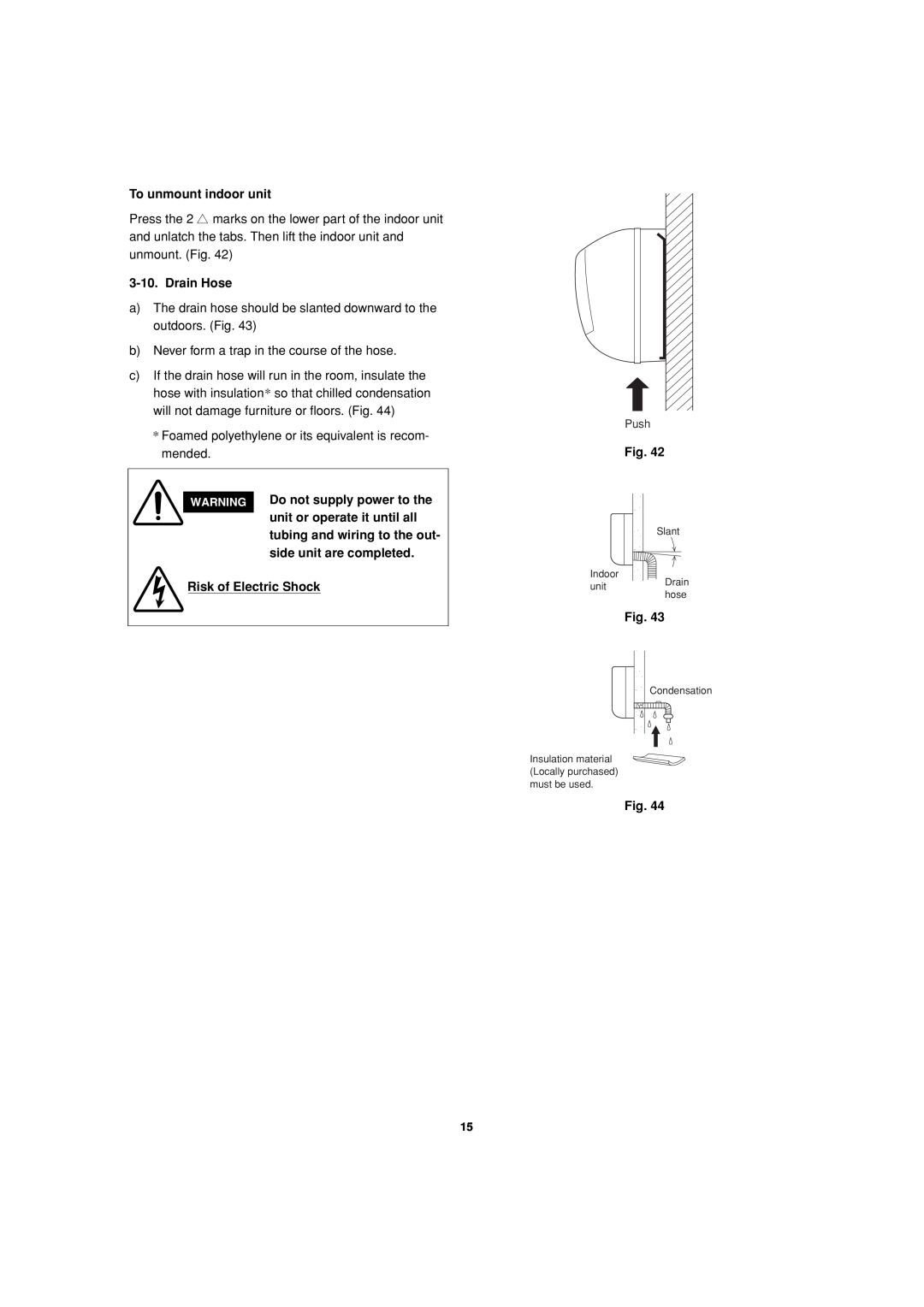 Sanyo CH1872, CH2472 service manual To unmount indoor unit 