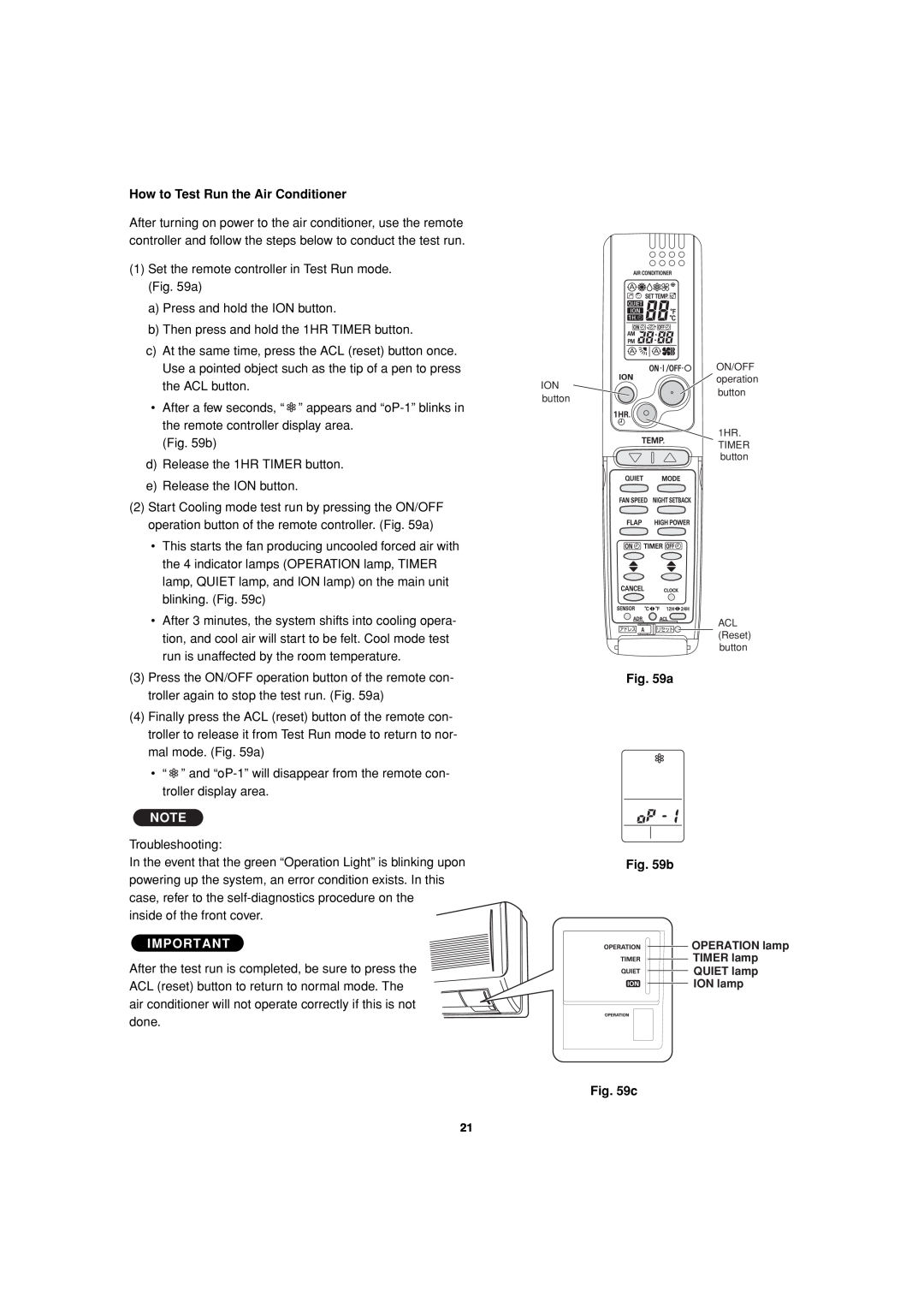 Sanyo CH1872, CH2472 service manual How to Test Run the Air Conditioner, a b 