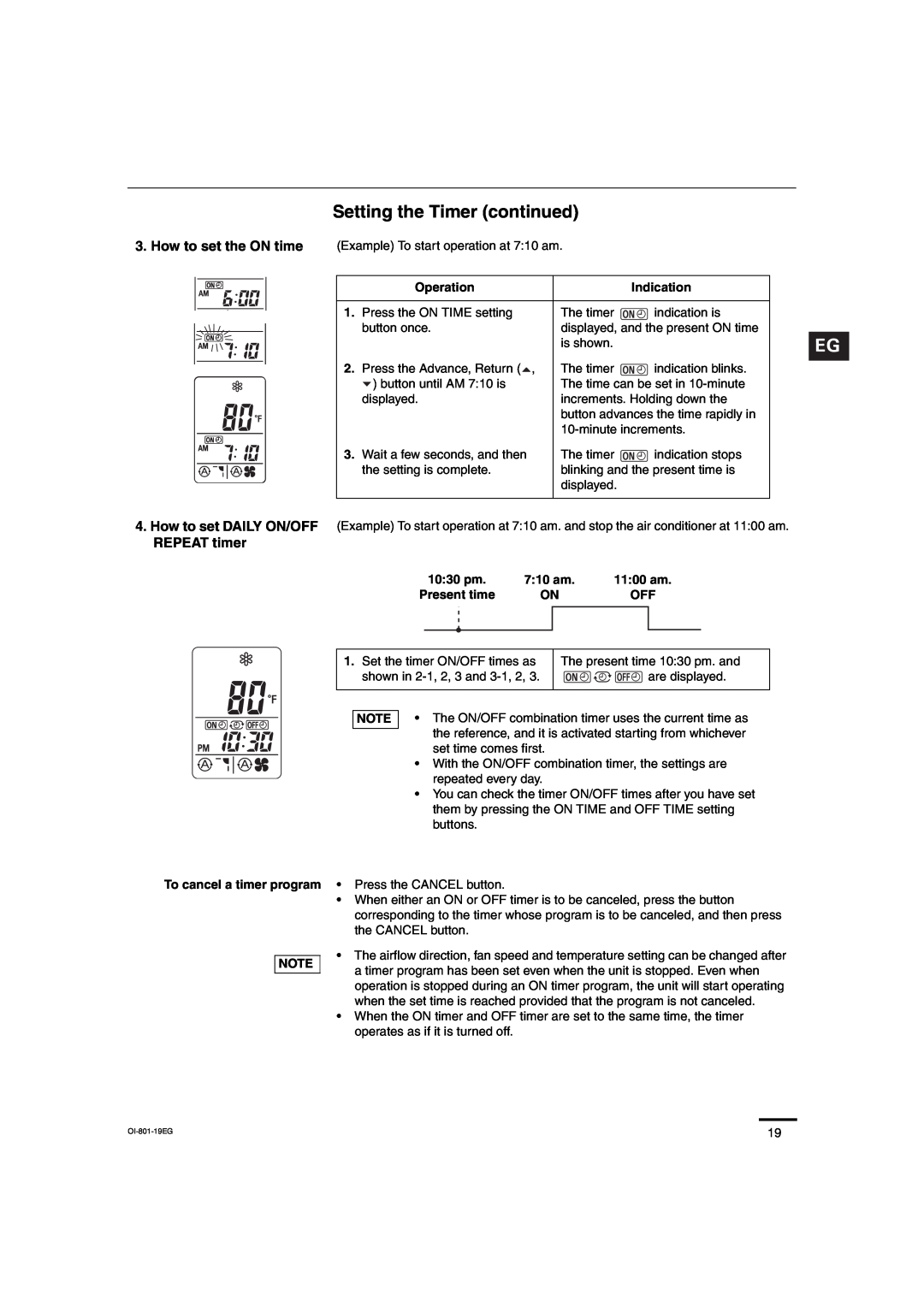 Sanyo CH1872, CH2472 service manual Setting the Timer continued, REPEAT timer 