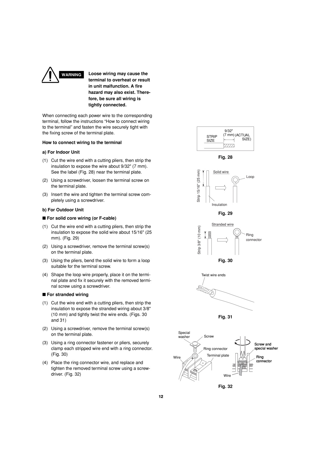 Sanyo CH2472, CH1872 service manual How to connect wiring to the terminal 