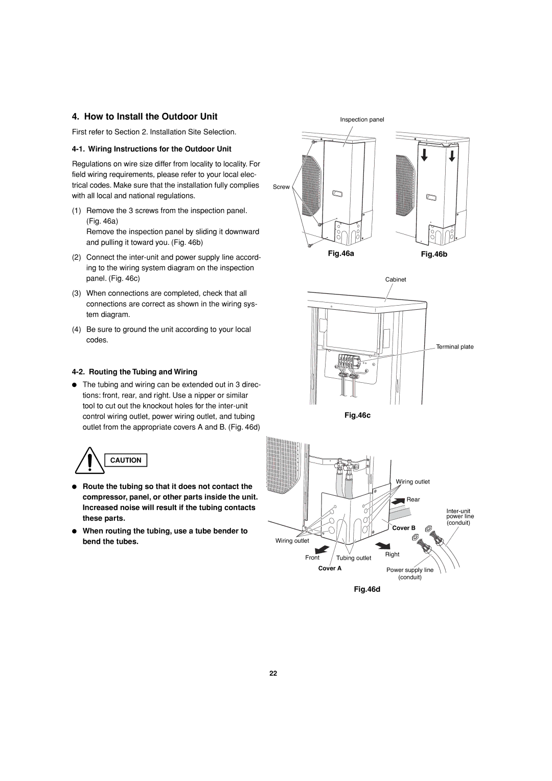 Sanyo CH3082 How to Install the Outdoor Unit, First refer to . Installation Site Selection, Routing the Tubing and Wiring 