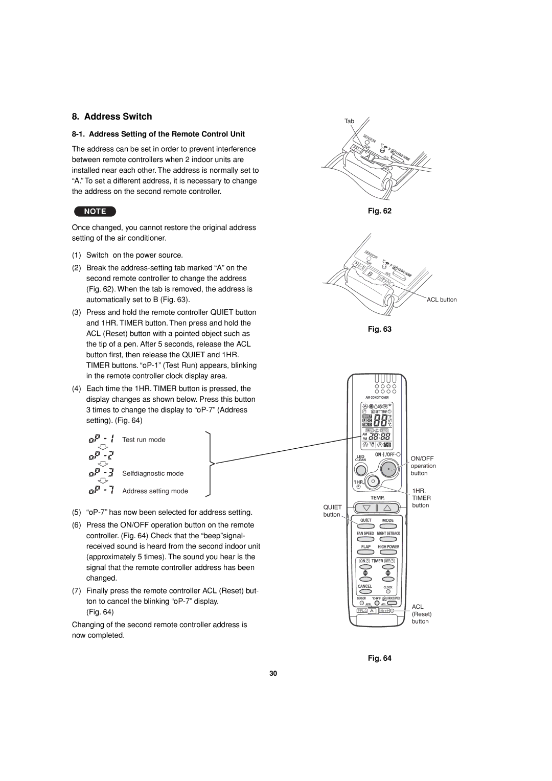 Sanyo KHS3682 + CH3682, KHS3082 + CH3082 service manual Address Switch, Address Setting of the Remote Control Unit 