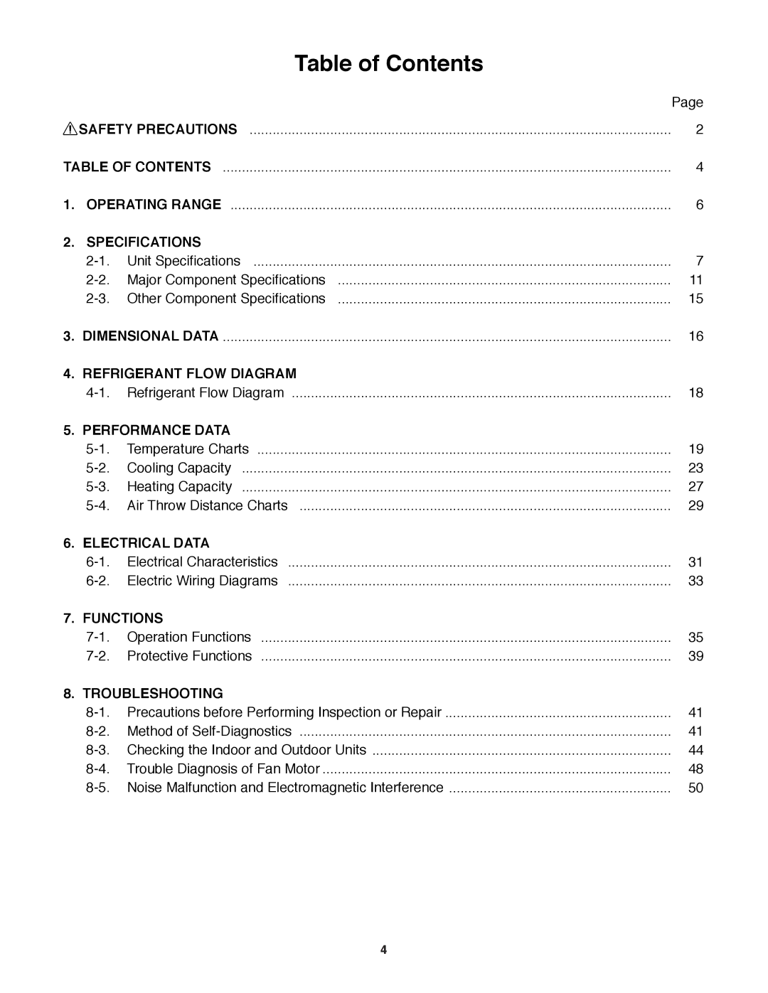 Sanyo KHS3682 + CH3682, KHS3082 + CH3082 service manual Table of Contents 