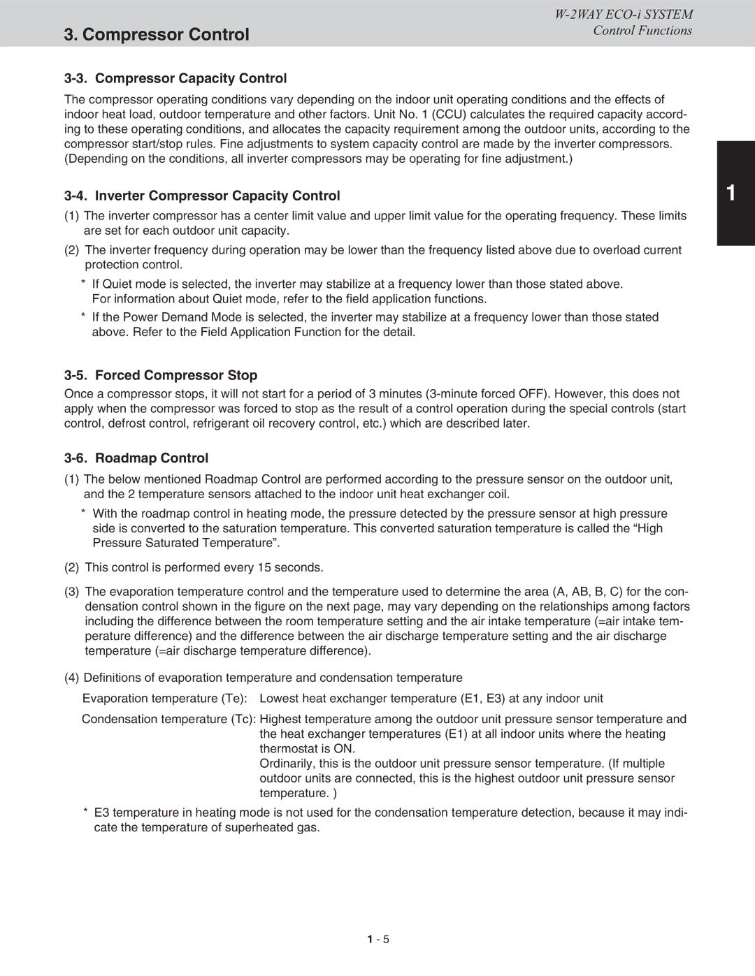 Sanyo CHDX09663, CHDXR07263, CHDXR09663 Inverter Compressor Capacity Control, Forced Compressor Stop, Roadmap Control 