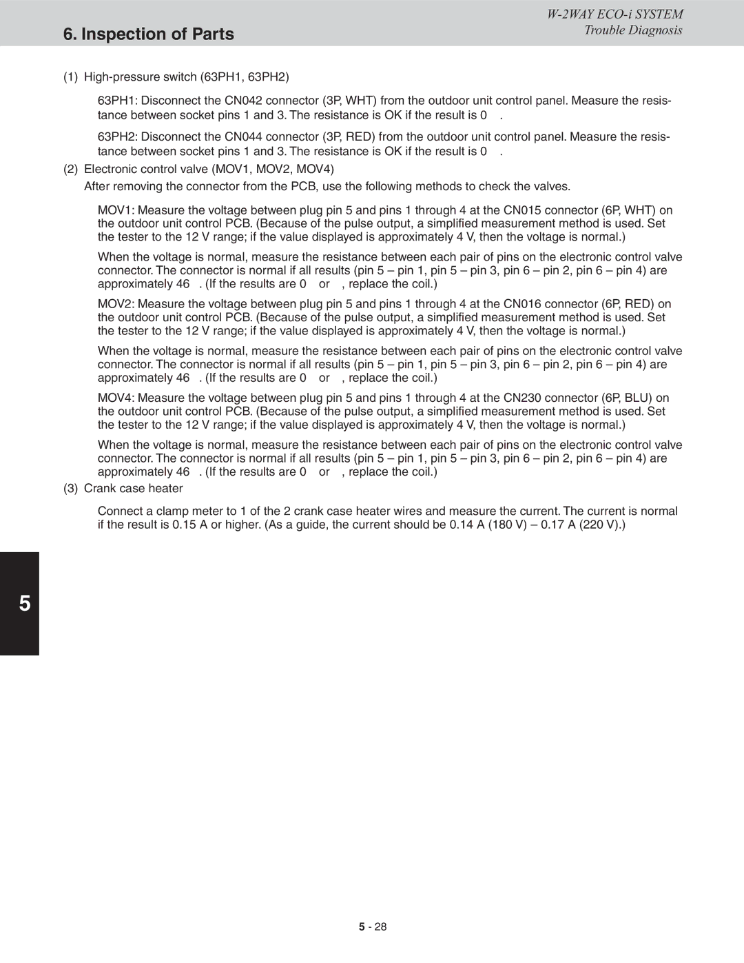 Sanyo CHDXR09663, CHDXR07263, CHDX09663, CHDX07263 service manual Inspection of Parts 