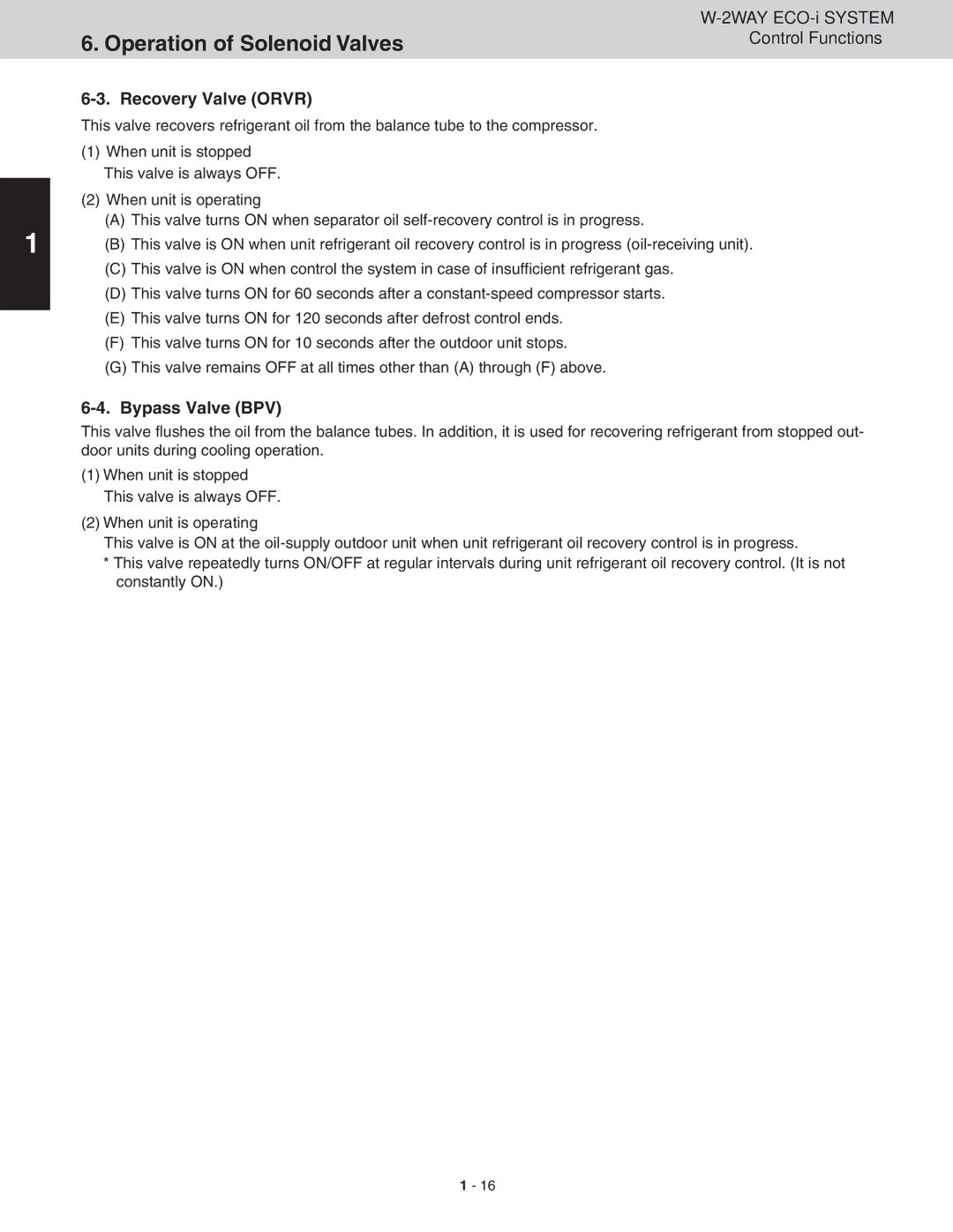 Sanyo CHDXR09663, CHDXR07263, CHDX09663, CHDX07263 service manual Recovery Valve Orvr, Bypass Valve BPV 