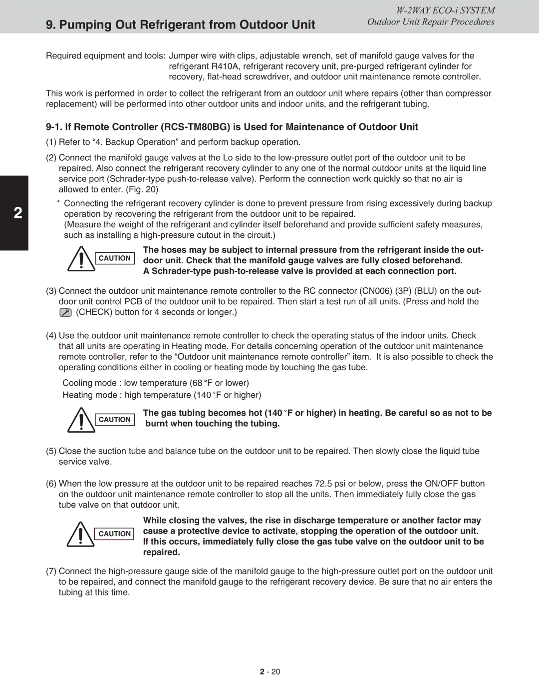 Sanyo CHDX07263, CHDXR07263, CHDXR09663, CHDX09663 service manual Pumping Out Refrigerant from Outdoor Unit 