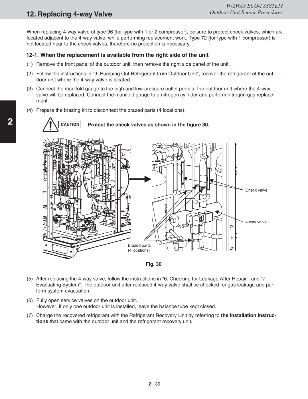 Sanyo CHDX07263, CHDXR07263, CHDXR09663, CHDX09663 Replacing 4-way Valve, Protect the check valves as shown in the figure 