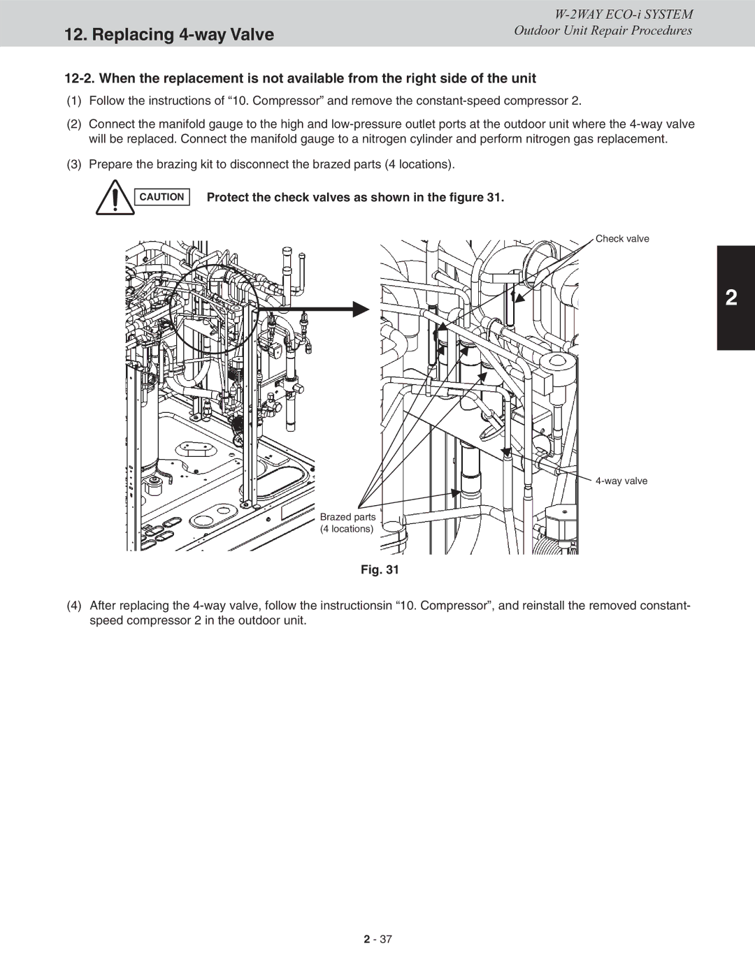 Sanyo CHDXR07263, CHDXR09663, CHDX09663, CHDX07263 service manual Replacing 4-way Valve 