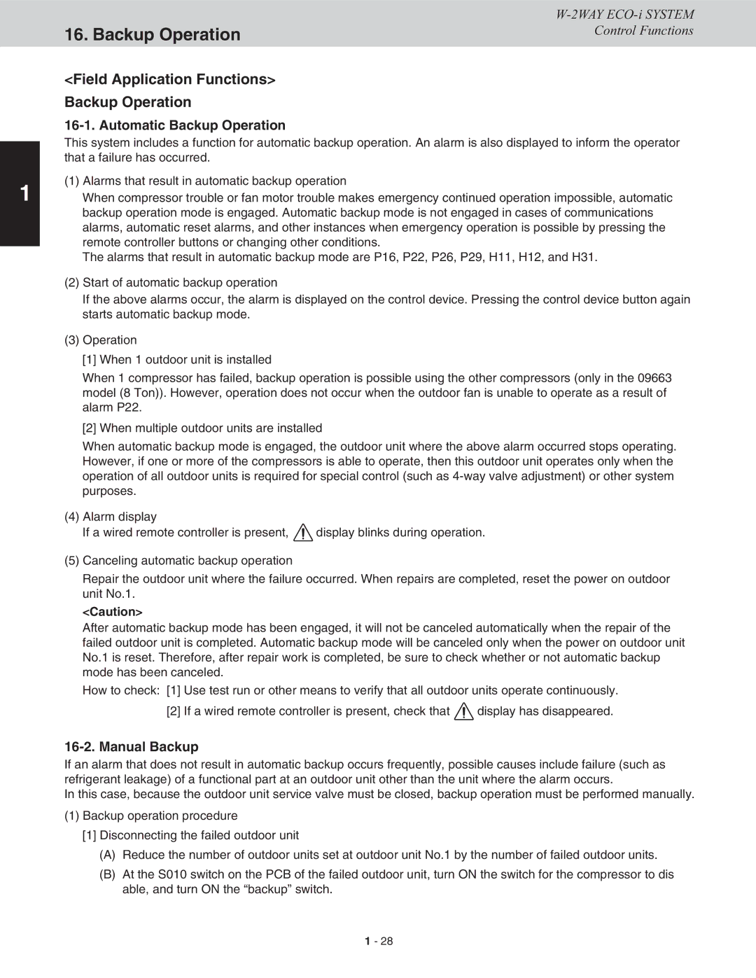 Sanyo CHDX09663, CHDXR09663, CHDX07263, CHDXR07263* service manual Automatic Backup Operation, Manual Backup 