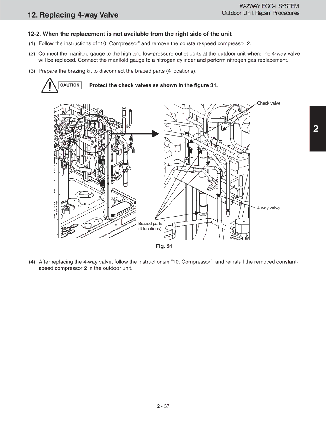 Sanyo CHDXR09663, CHDX09663, CHDX07263, CHDXR07263* service manual Replacing 4-way Valve 