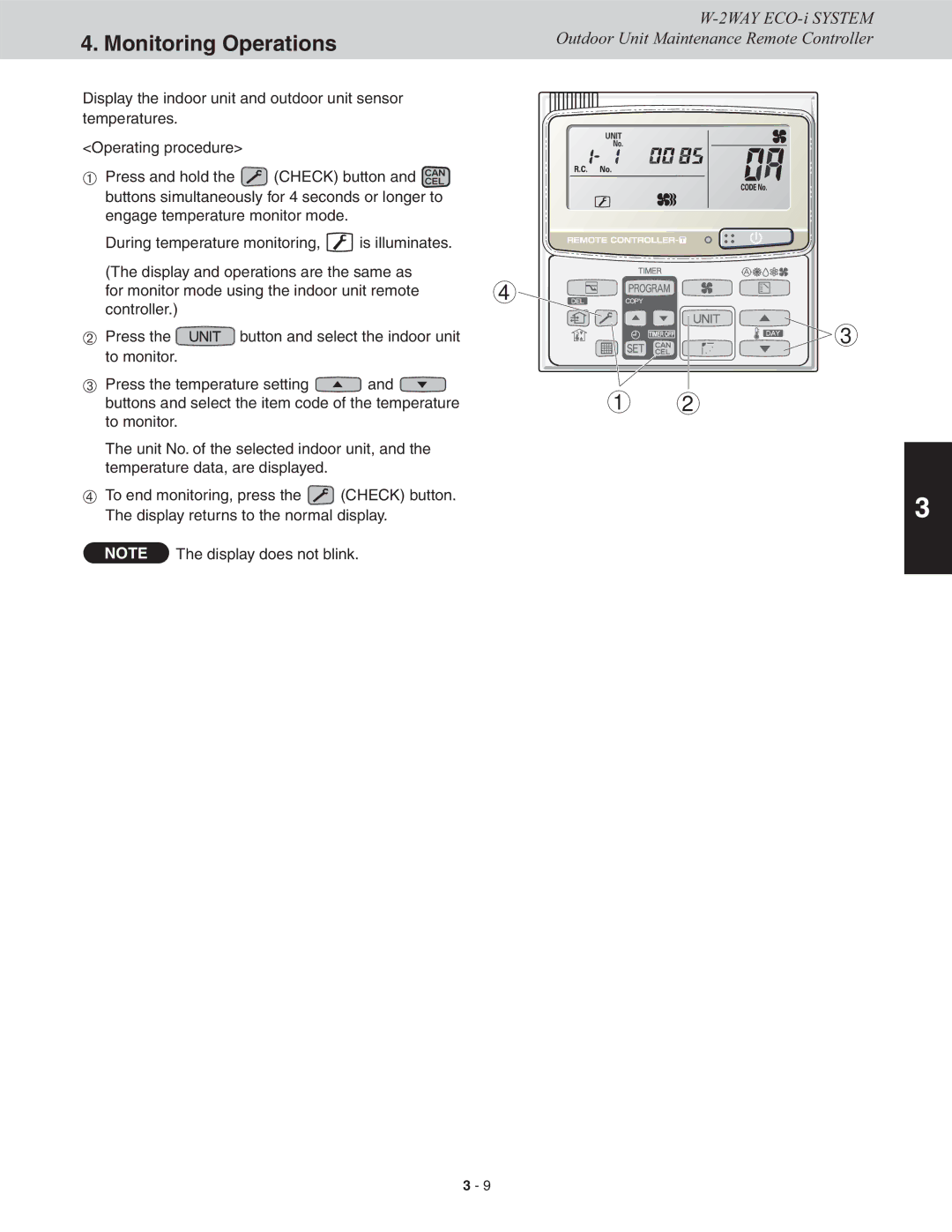 Sanyo CHDX07263, CHDXR09663, CHDX09663, CHDXR07263* service manual Monitoring Operations 