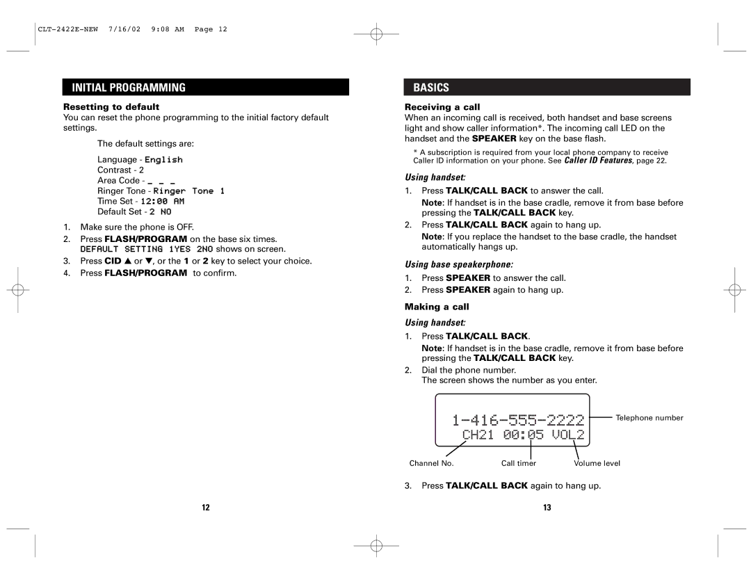 Sanyo CLT-2418, CLT-2422 instruction manual Basics, Using handset, Using base speakerphone 