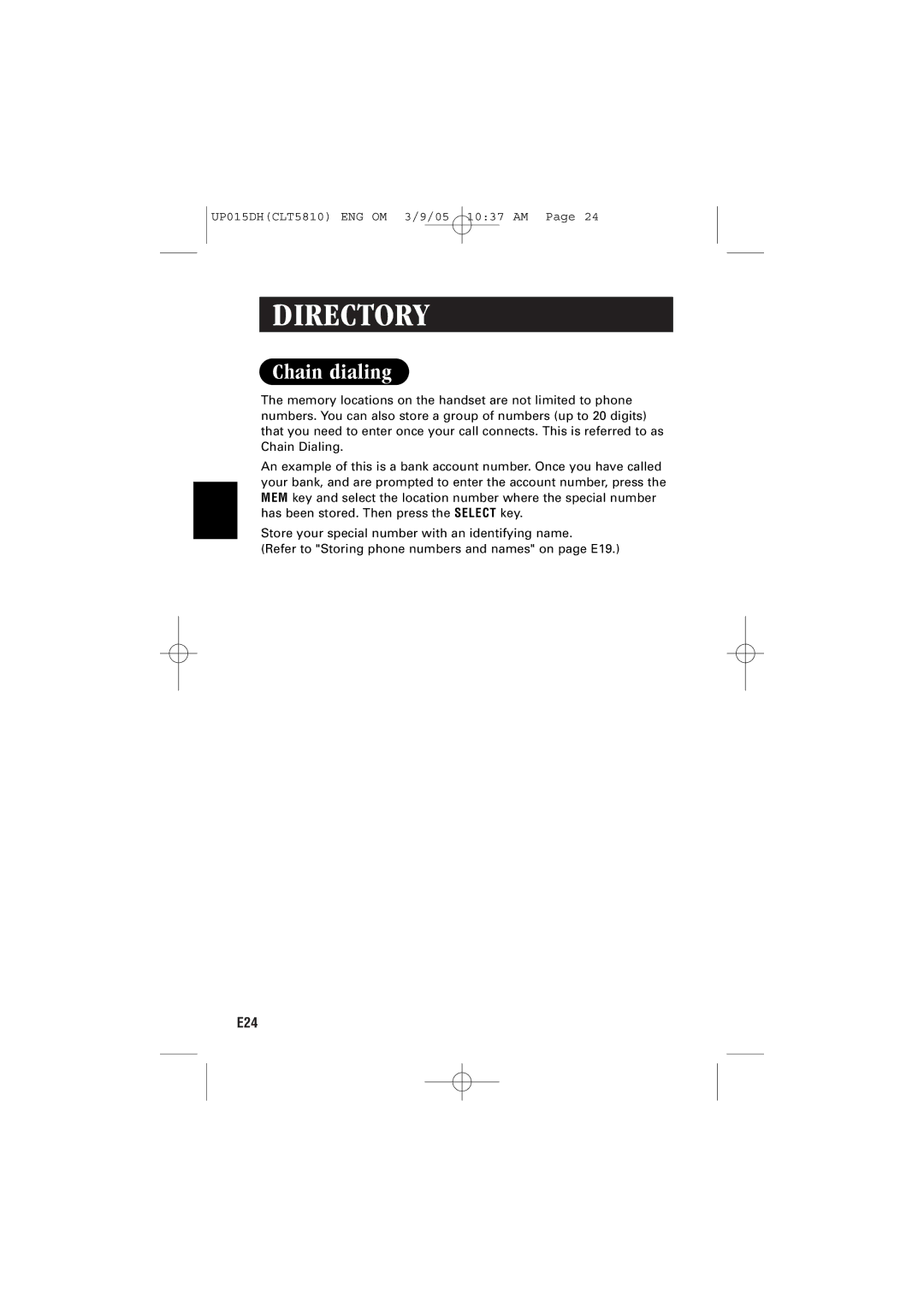 Sanyo CLT-5810 instruction manual Chain dialing 