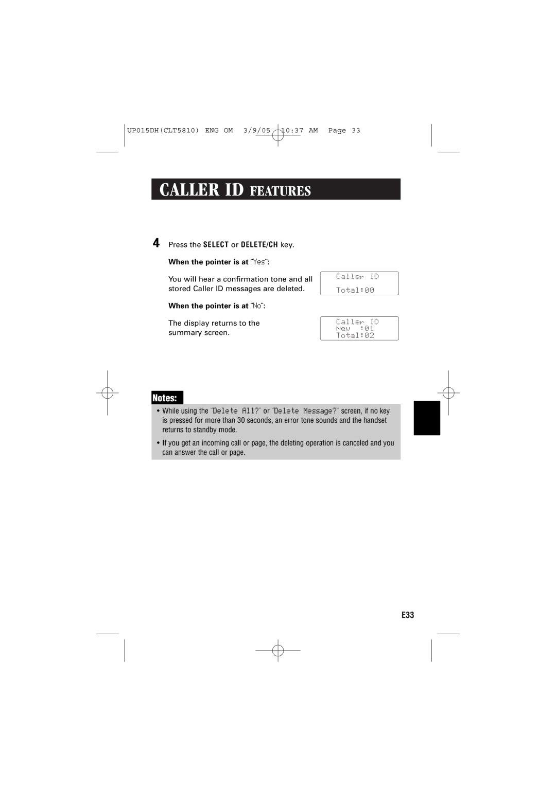 Sanyo CLT-5810 instruction manual Caller ID Features 