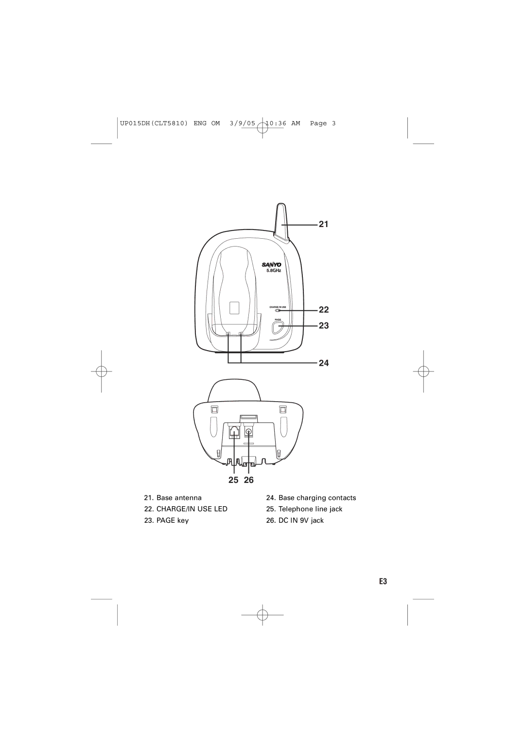 Sanyo CLT-5810 instruction manual Charge/In Use Led 