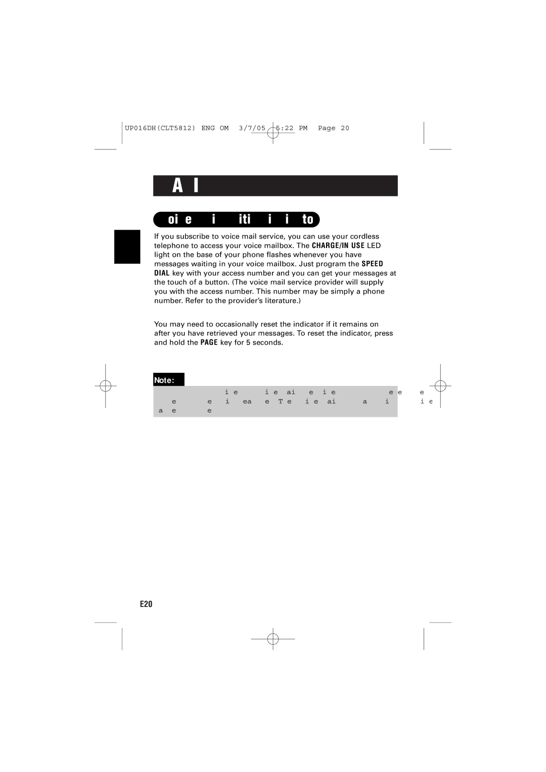 Sanyo CLT-5812 instruction manual Voice mail waiting indicator 