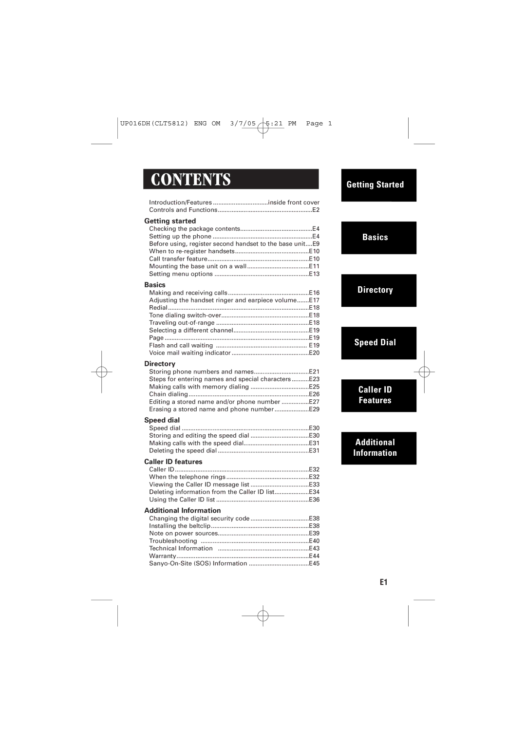 Sanyo CLT-5812 instruction manual Contents 