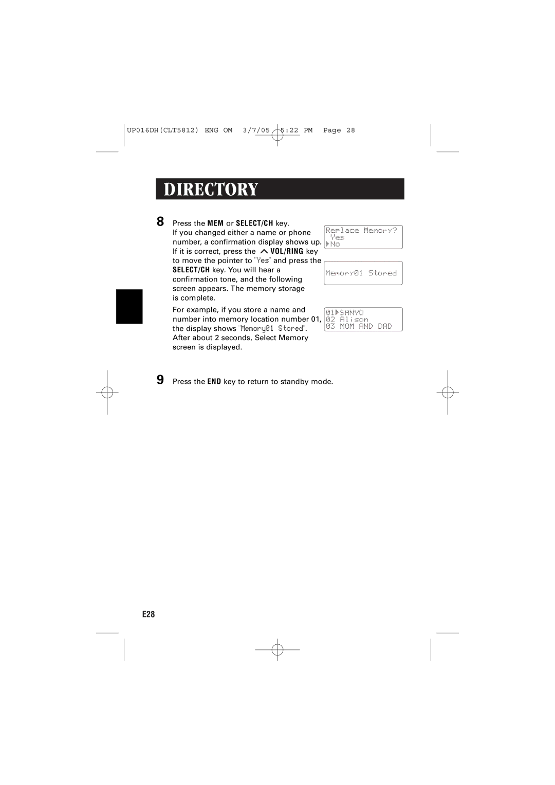 Sanyo CLT-5812 instruction manual E28 