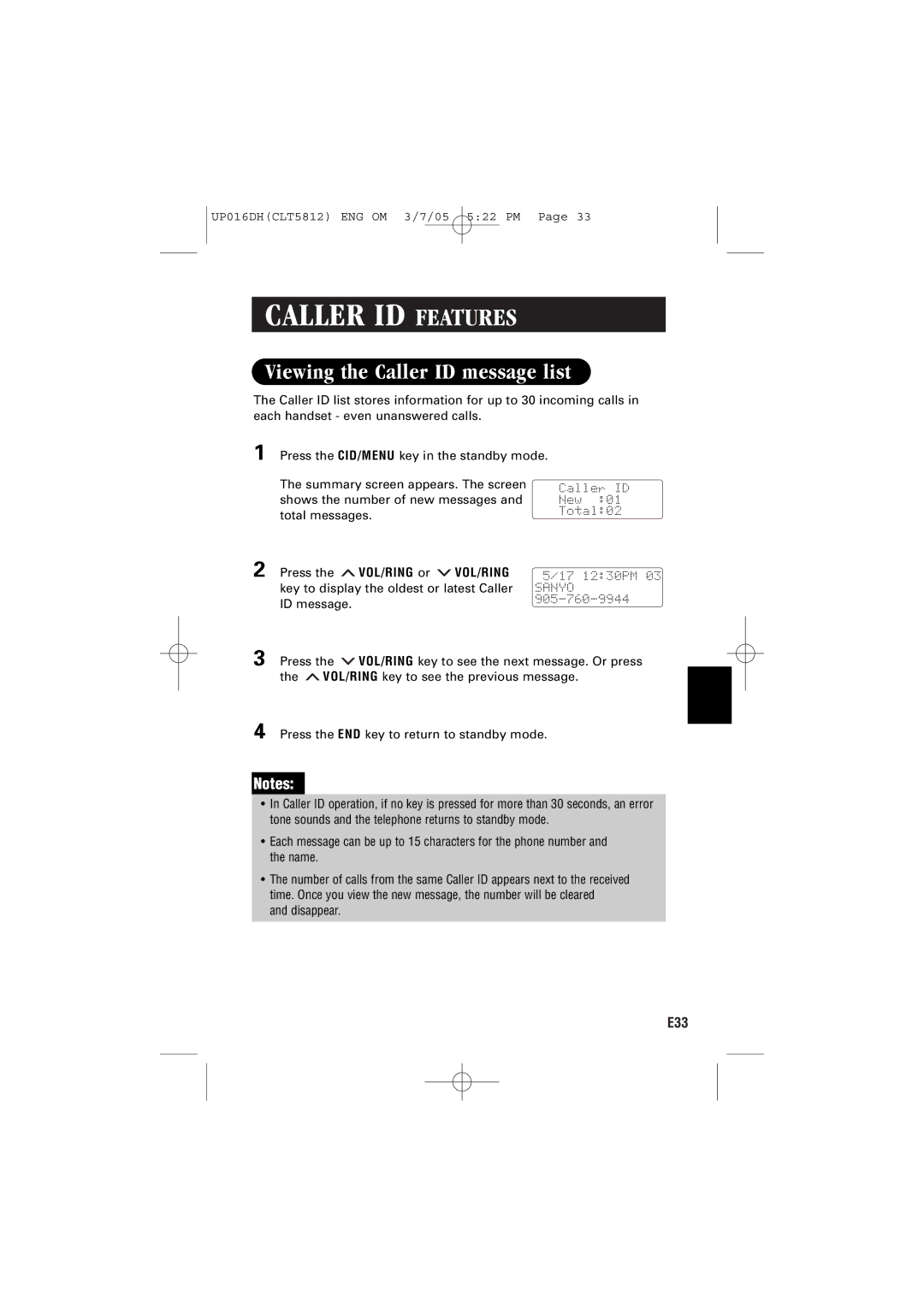 Sanyo CLT-5812 instruction manual Viewing the Caller ID message list 