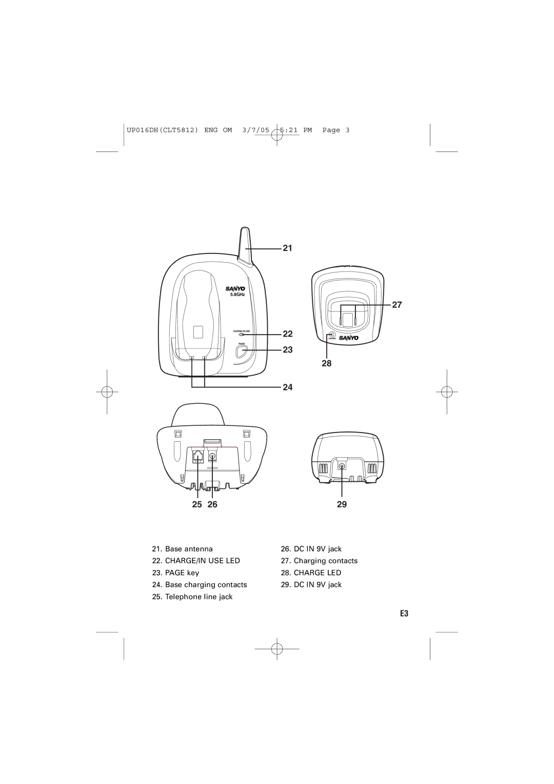 Sanyo CLT-5812 instruction manual Charge/In Use Led 