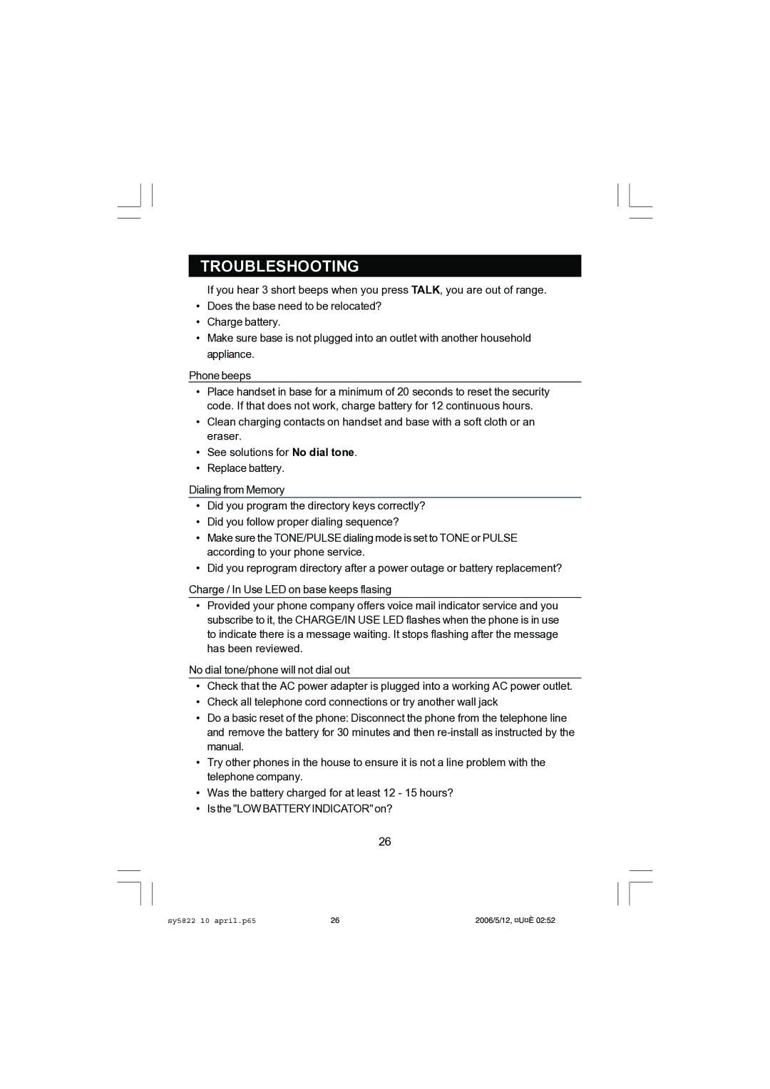 Sanyo CLT-A5822, CLT-A5832 instruction manual Troubleshooting 