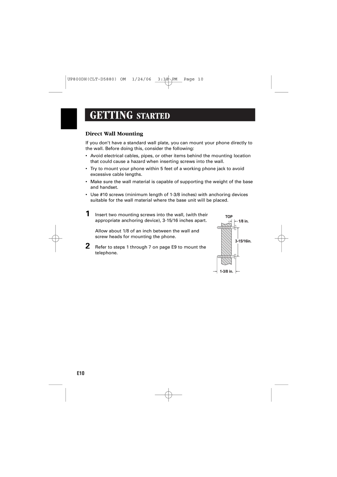 Sanyo CLT-D5880, CLT-D5883, CLT-D5882 instruction manual Direct Wall Mounting 