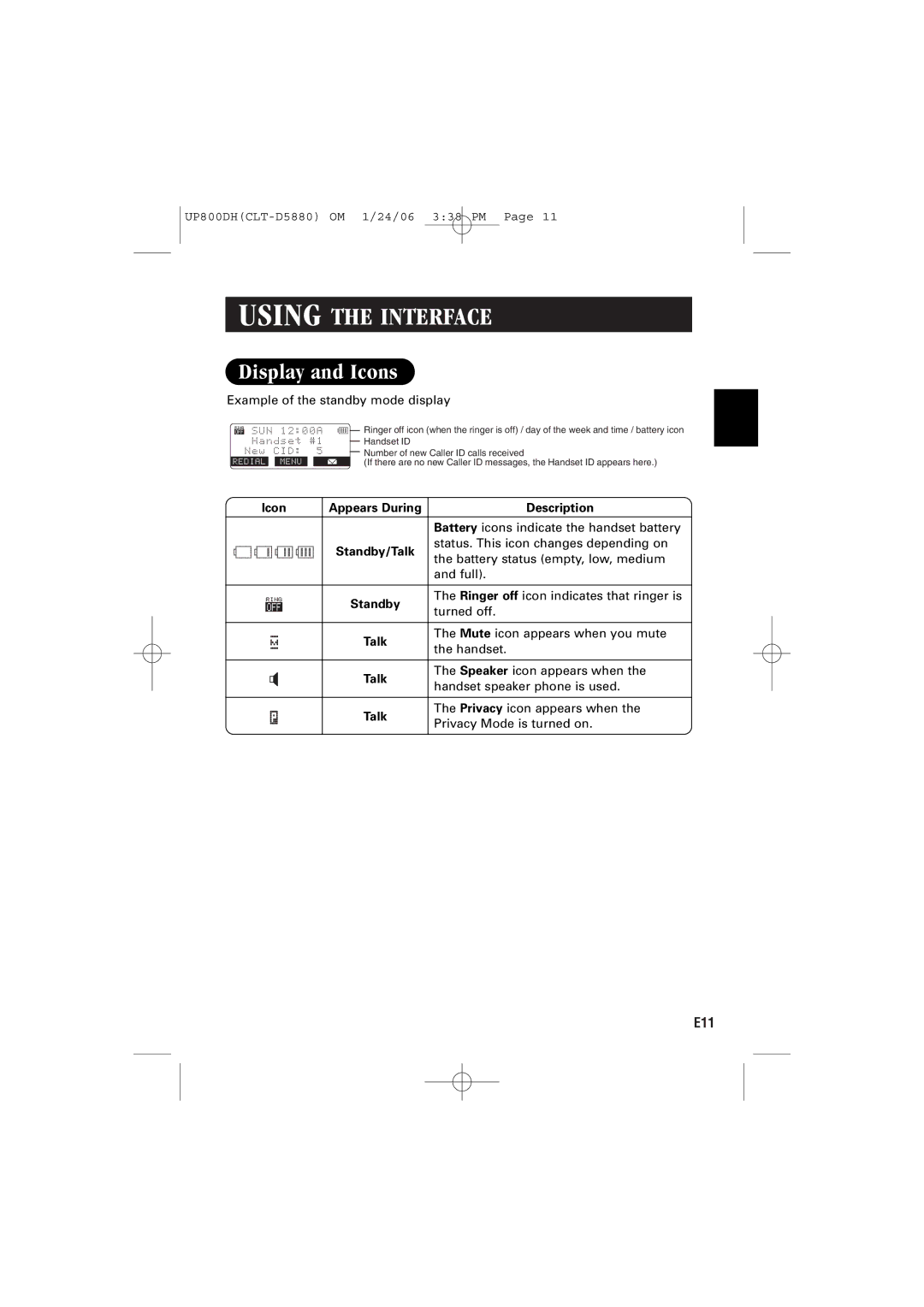 Sanyo CLT-D5883, CLT-D5880, CLT-D5882 instruction manual Display and Icons, Description 