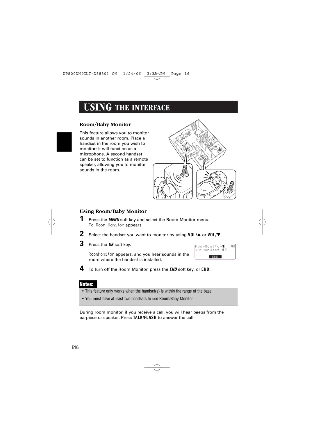 Sanyo CLT-D5880, CLT-D5883, CLT-D5882 instruction manual Using Room/Baby Monitor 