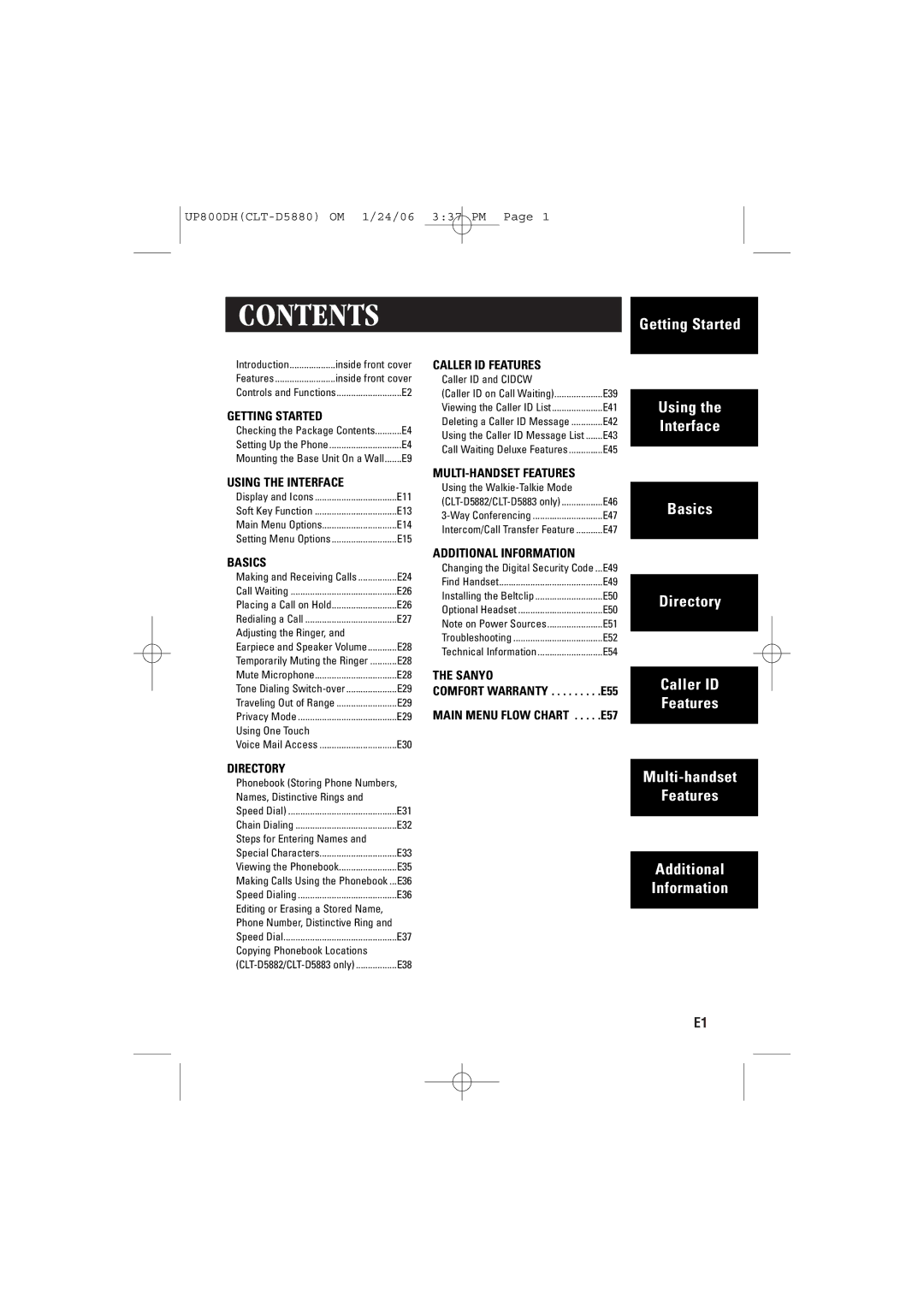 Sanyo CLT-D5880, CLT-D5883, CLT-D5882 instruction manual Contents 