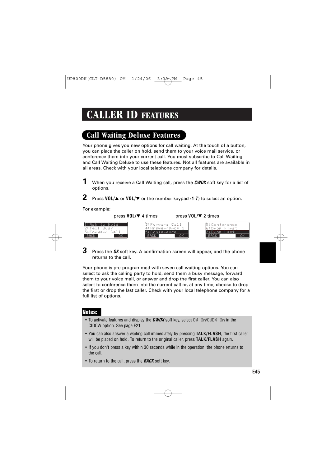 Sanyo CLT-D5882, CLT-D5880, CLT-D5883 instruction manual Call Waiting Deluxe Features 