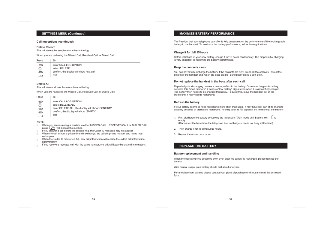 Sanyo CLT-D6223, CLT-D6222, CLT-D6220 instruction manual Maximize Battery Performance, Replace the Battery 