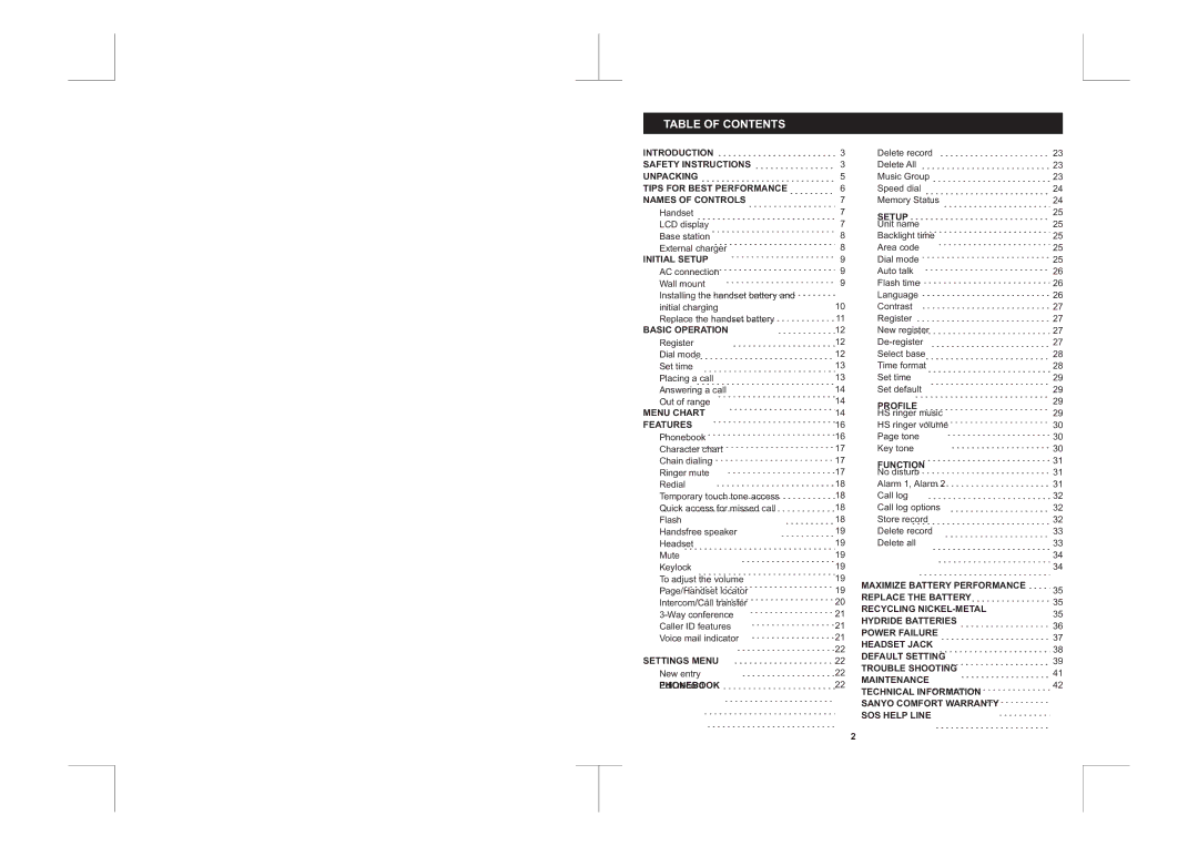 Sanyo CLT-D6220, CLT-D6223, CLT-D6222 instruction manual Table of Contents 